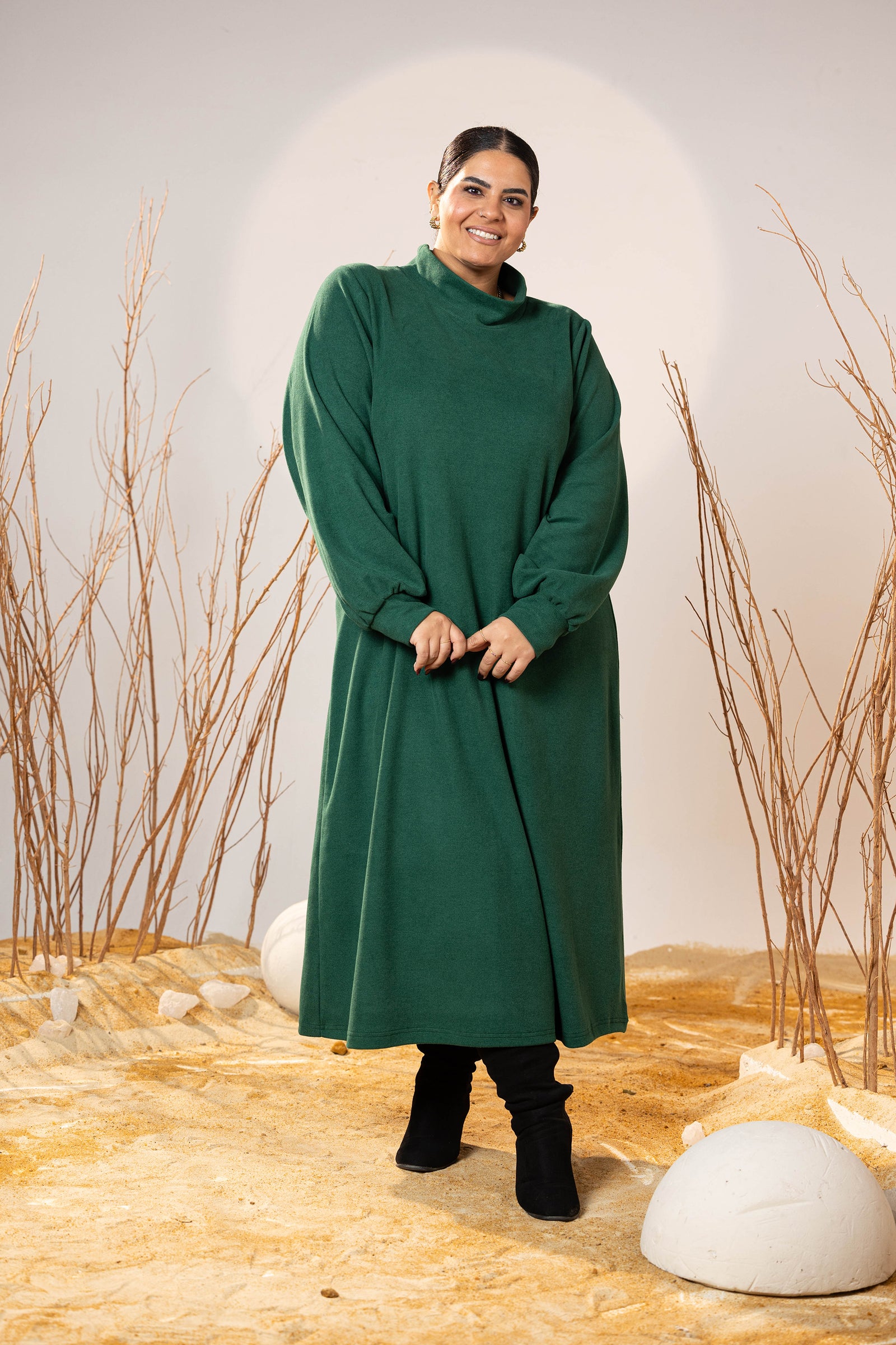 Soft Forest Wool Maxi Dress