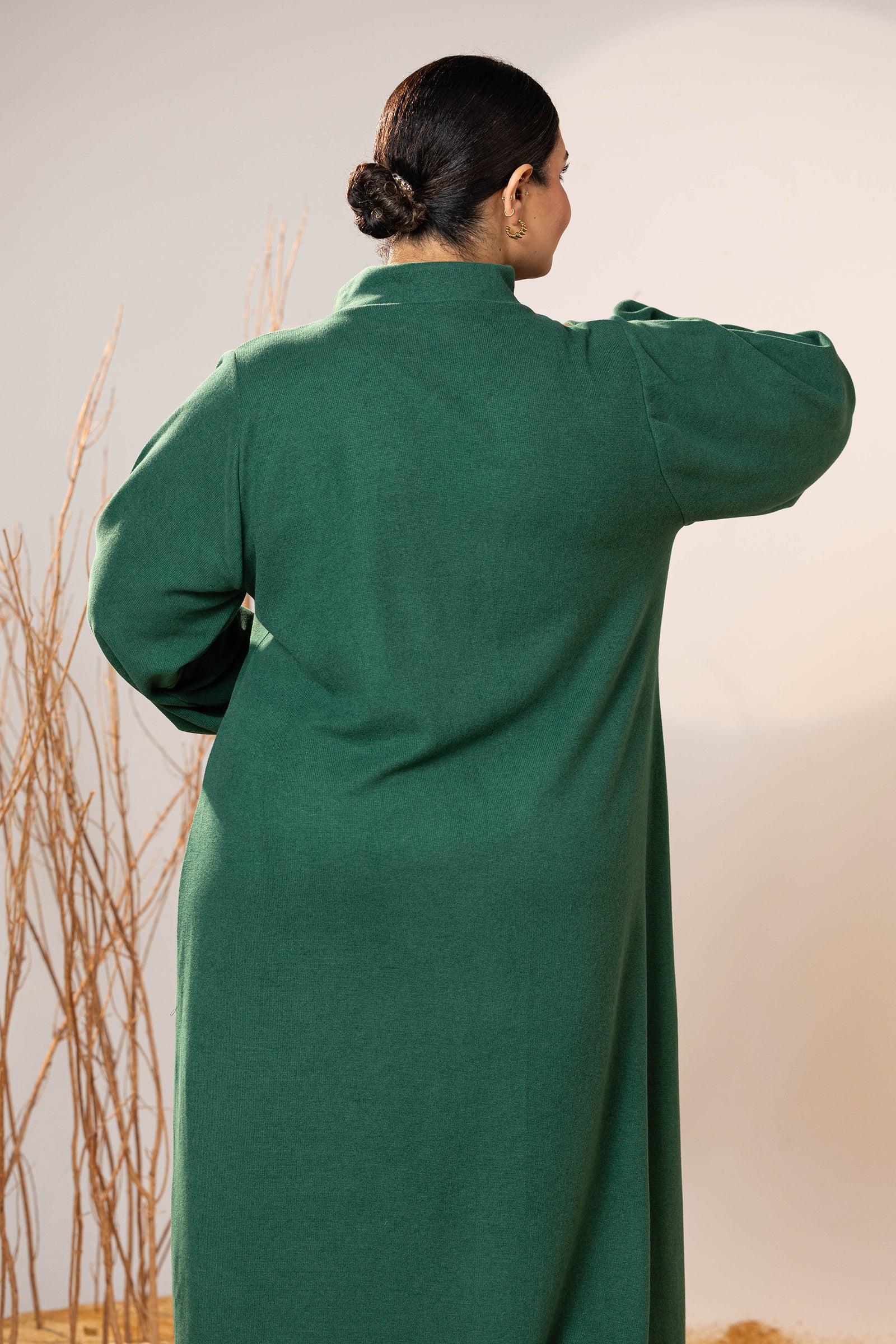 Soft Forest Wool Maxi Dress