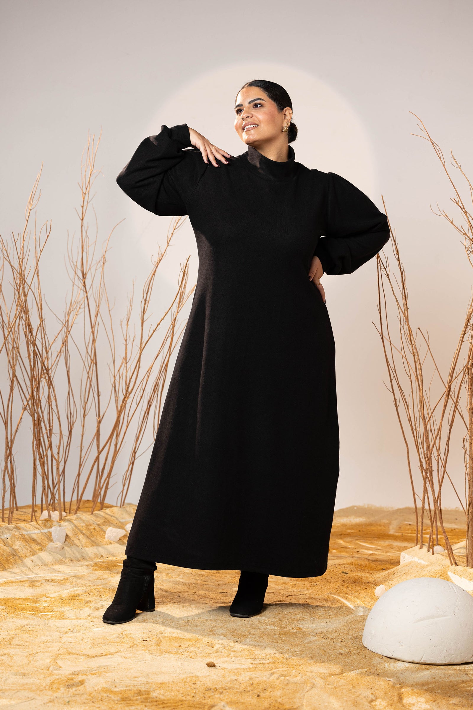 Soft Midnight Wool Maxi Dress