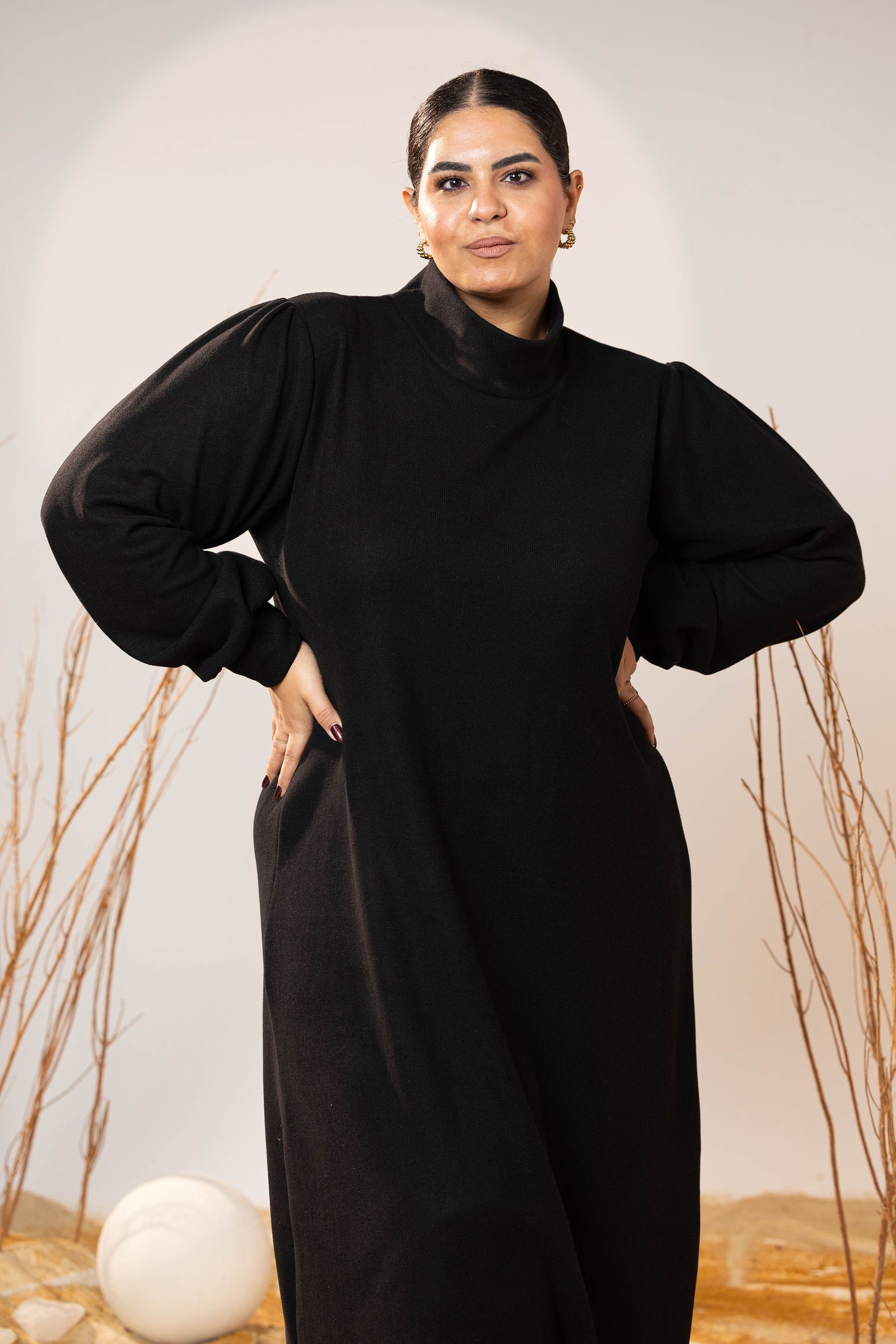 Soft Midnight Wool Maxi Dress