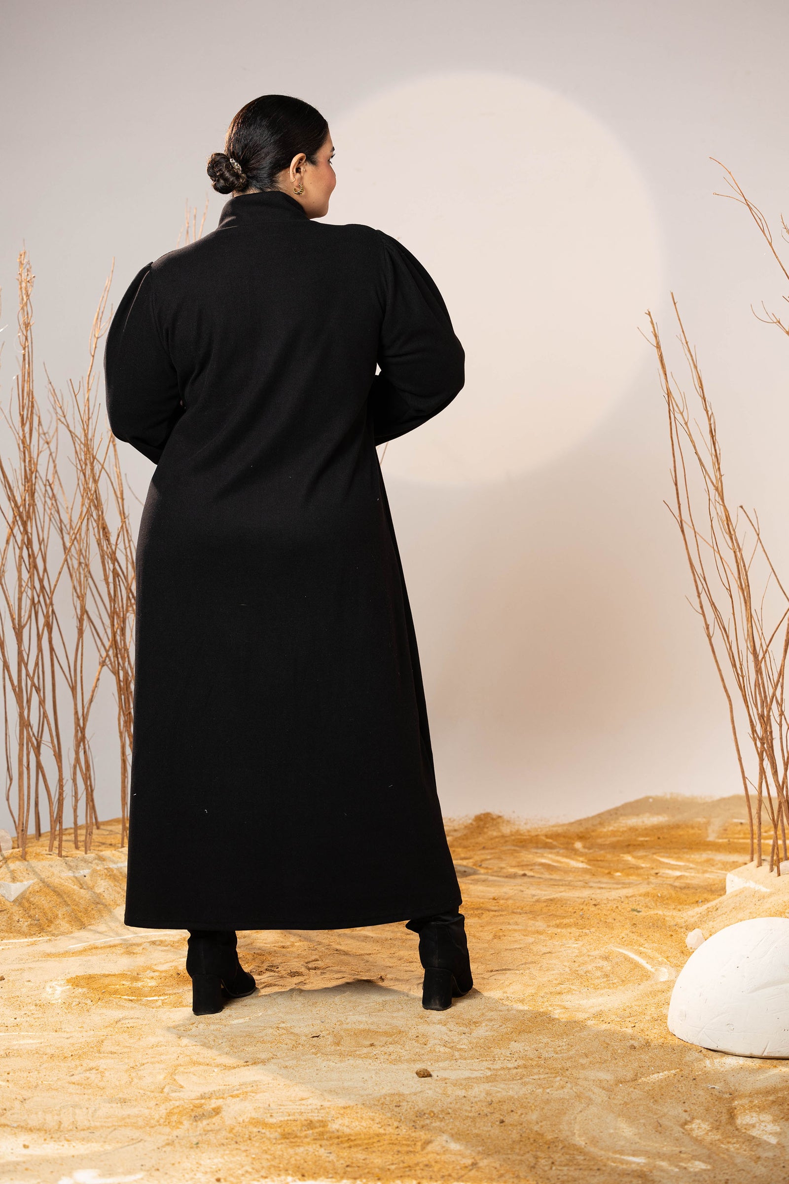 Soft Midnight Wool Maxi Dress