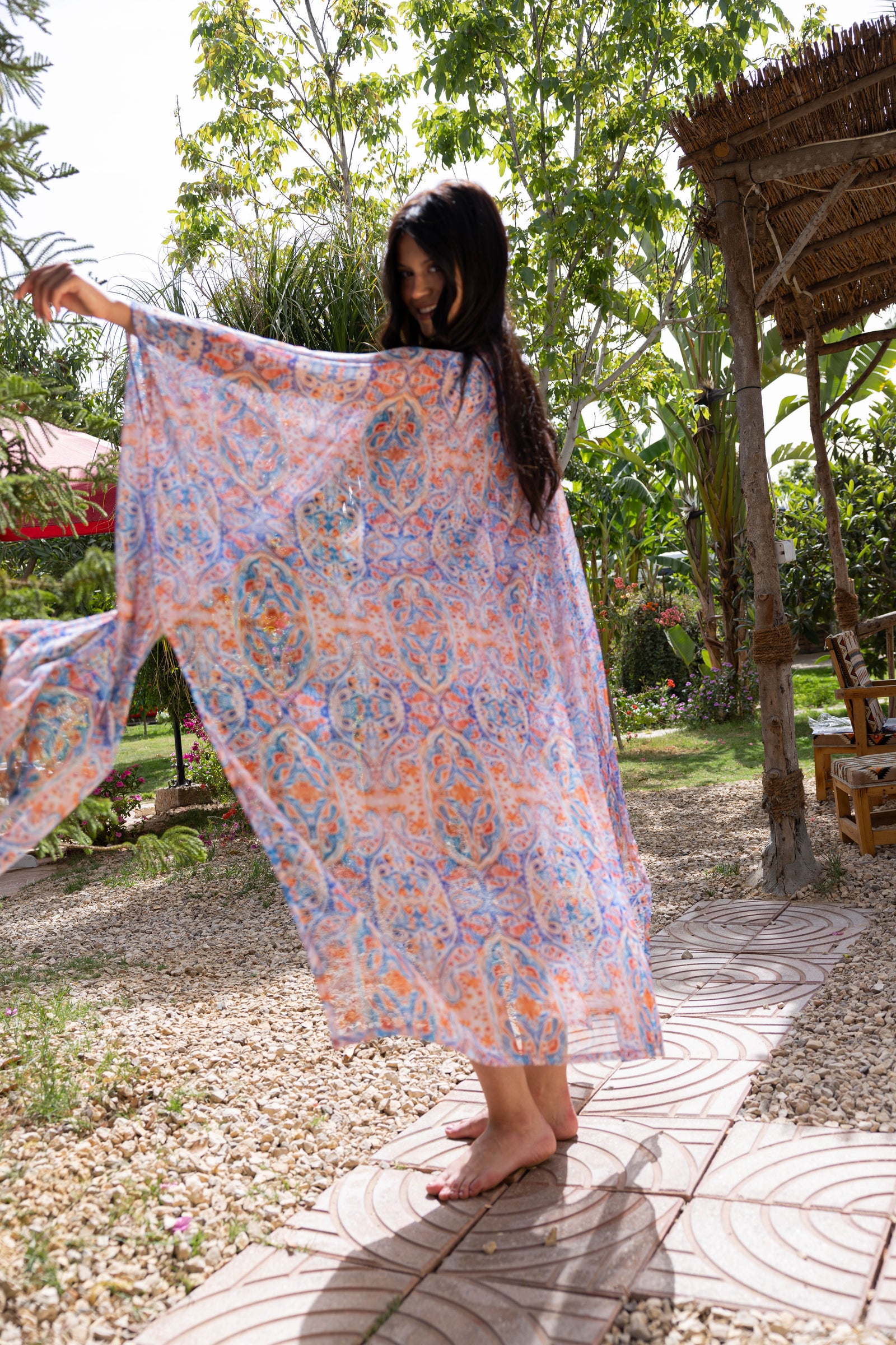 Sunset Paisley Tulle Kimono