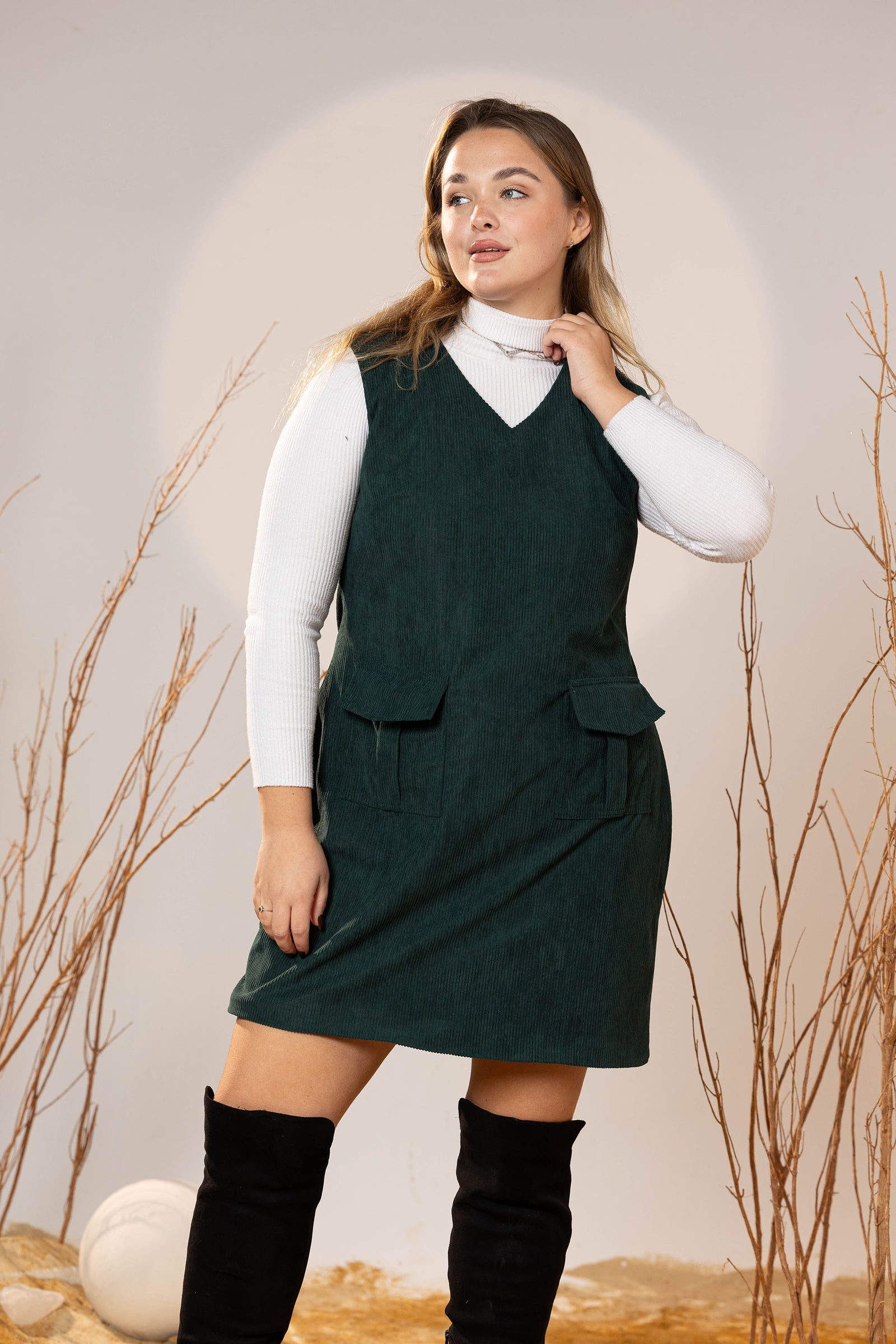 The Emerald Pocket Cord Dress