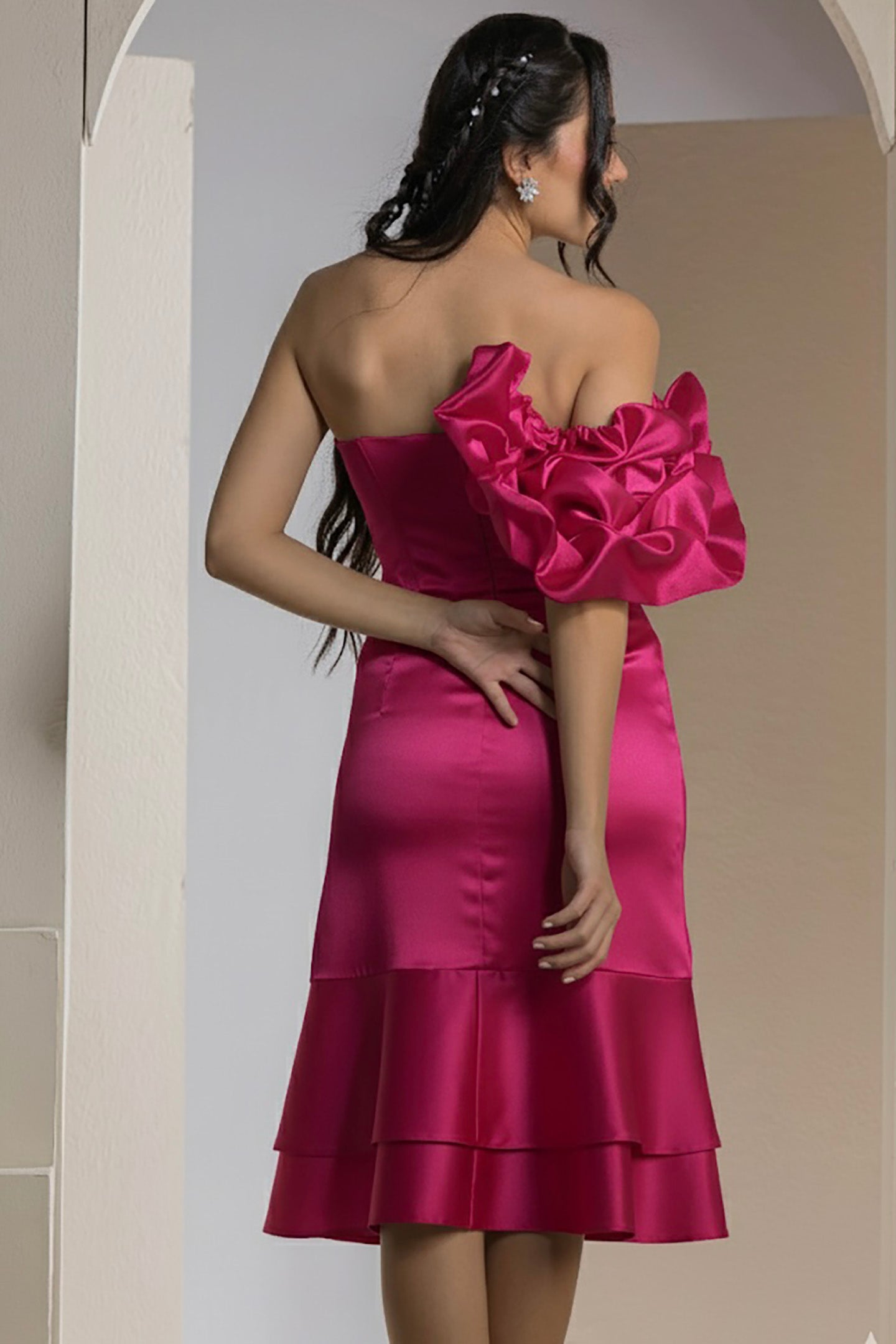 The Flora Midi Dress - Fuschia