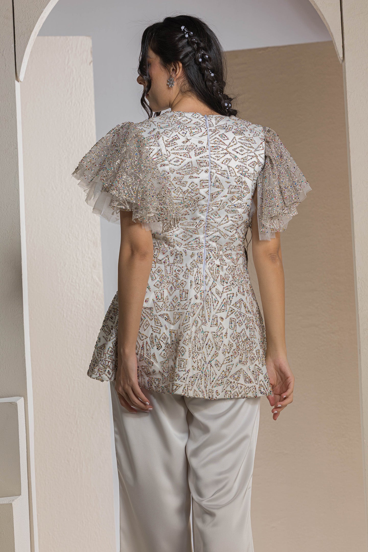 The Gleam Peplum - White