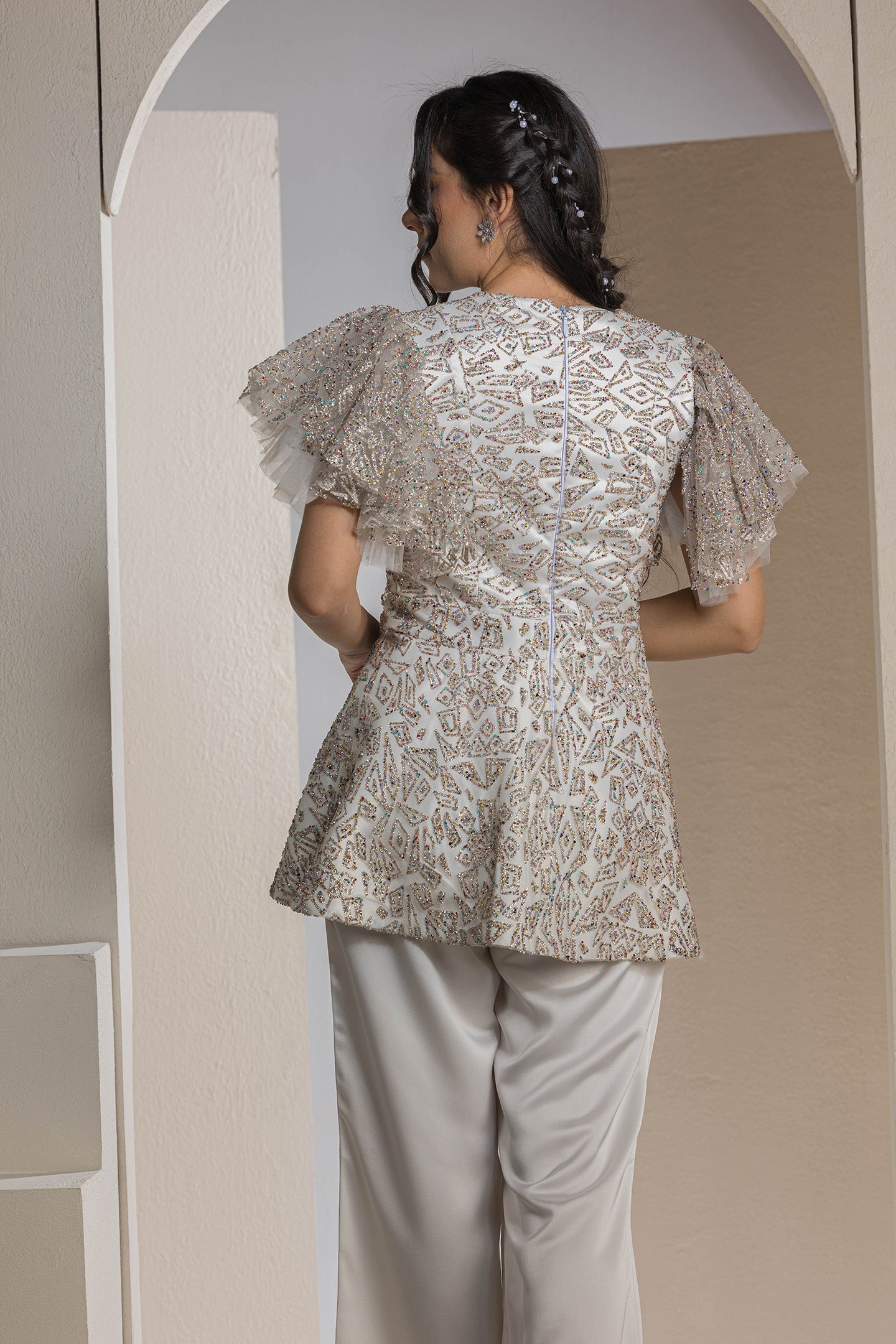 The Gleam Peplum - White