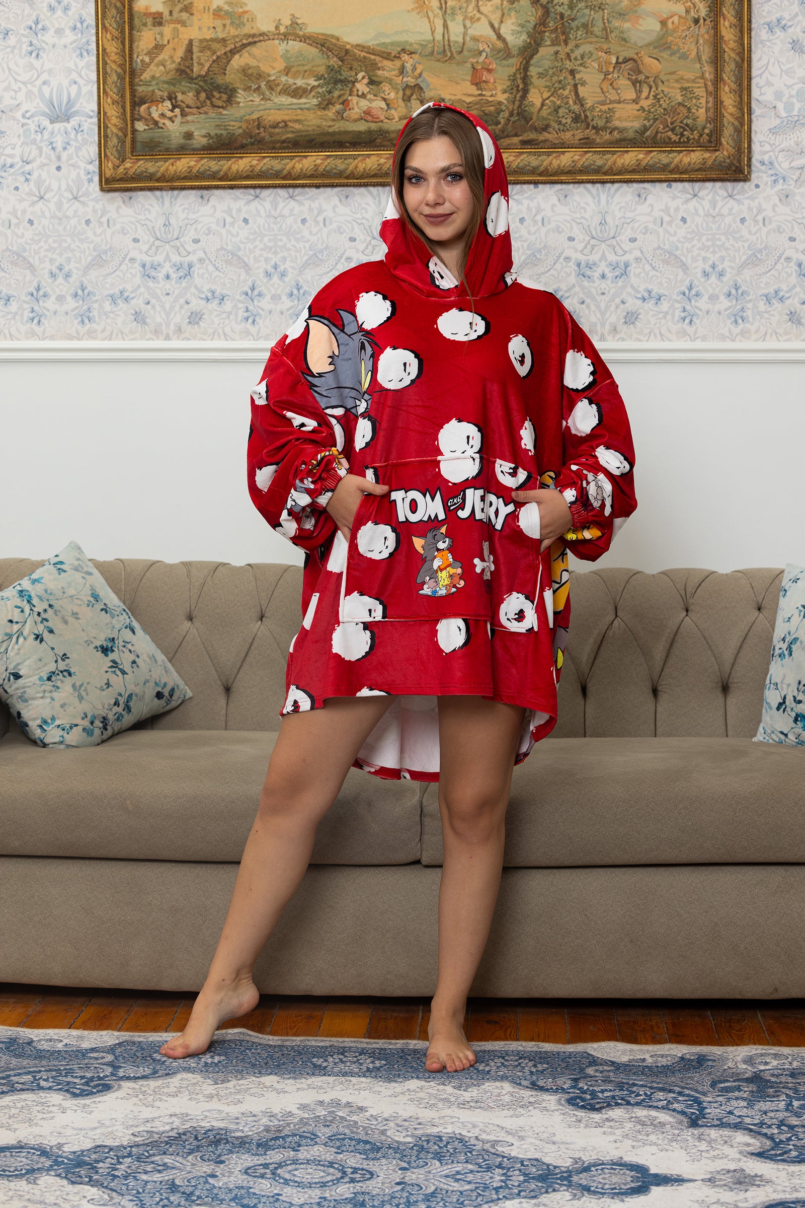 The Playful Red Hoodie Blanket