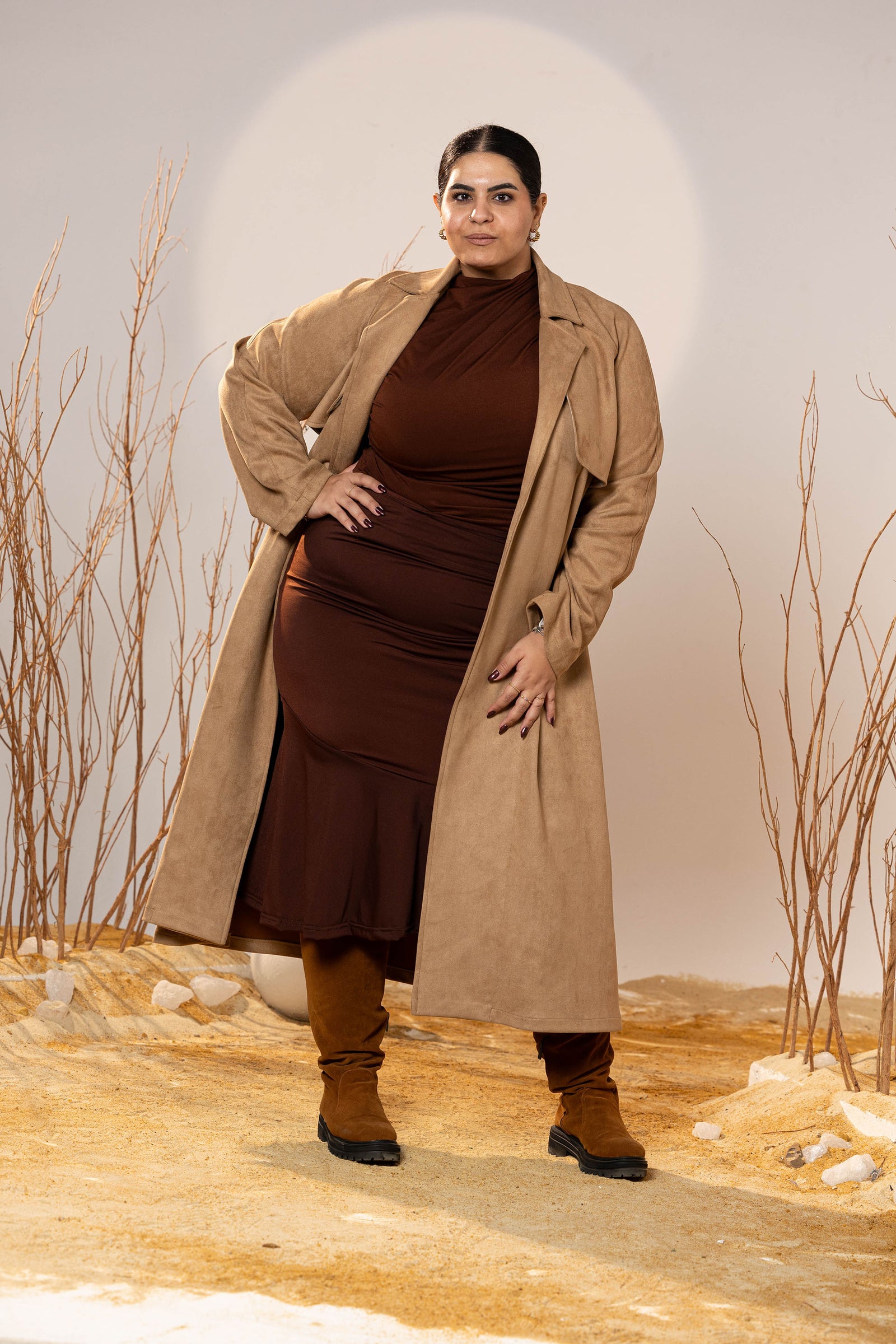 The Suede Trench Coat - Camel