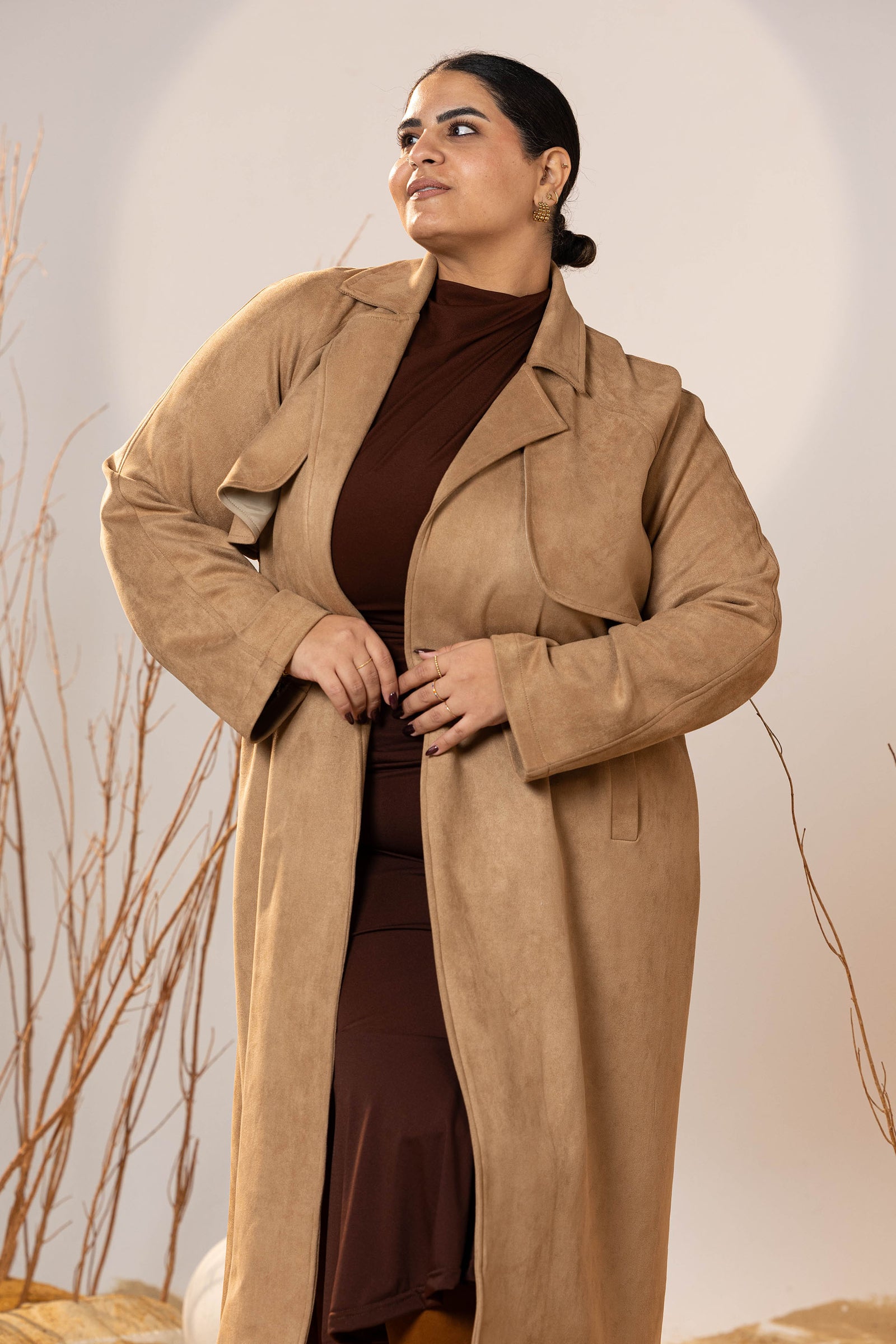 The Suede Trench Coat - Camel