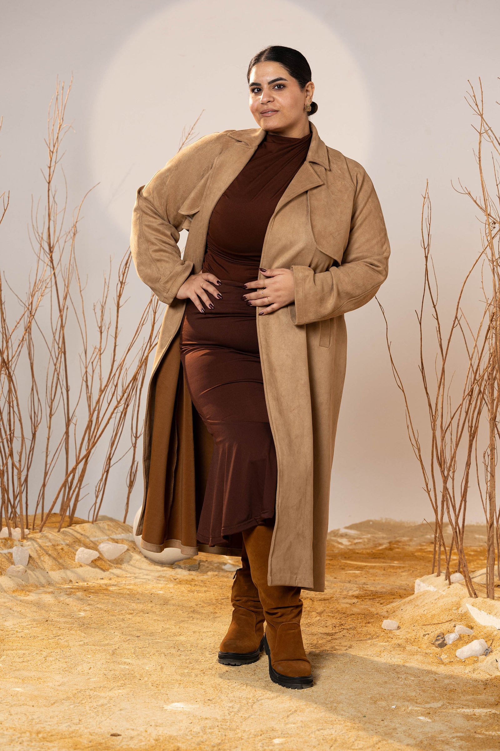 The Suede Trench Coat - Camel