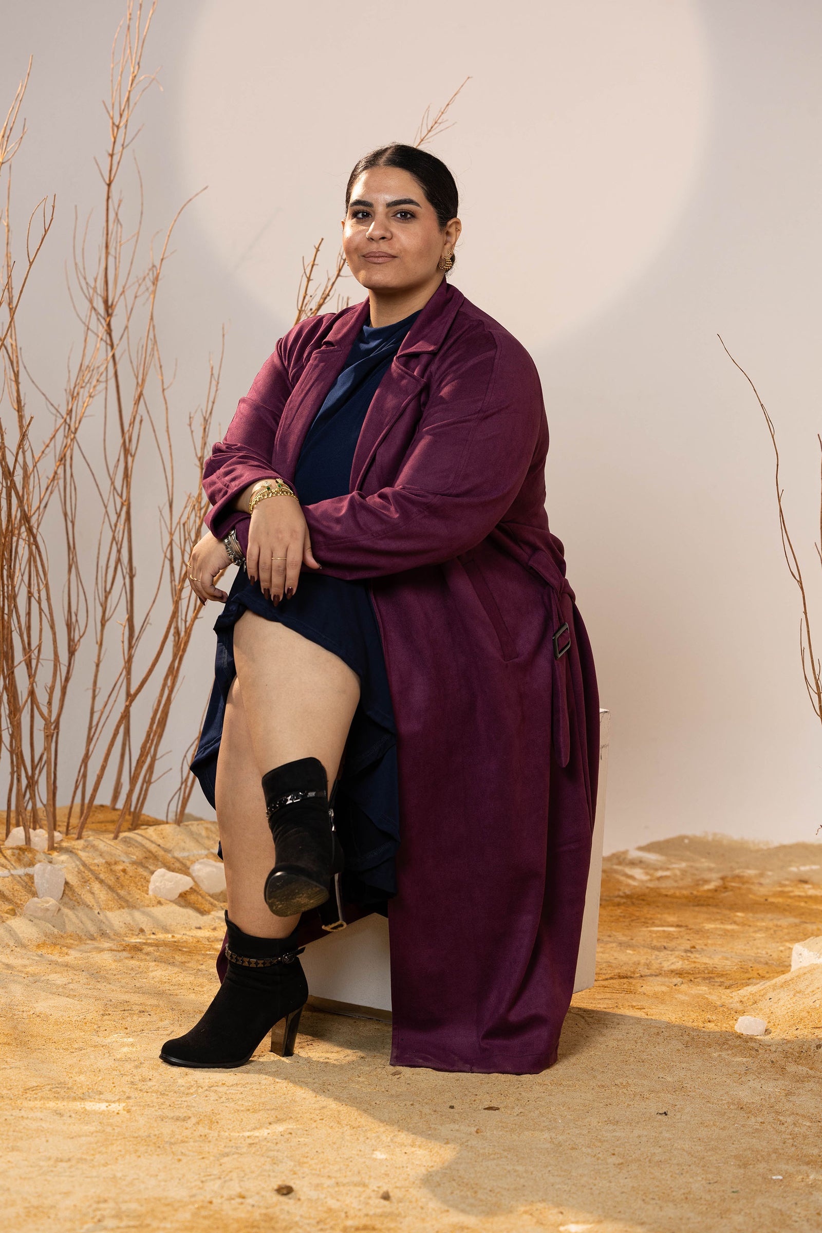 The Suede Trench Coat - Magenta