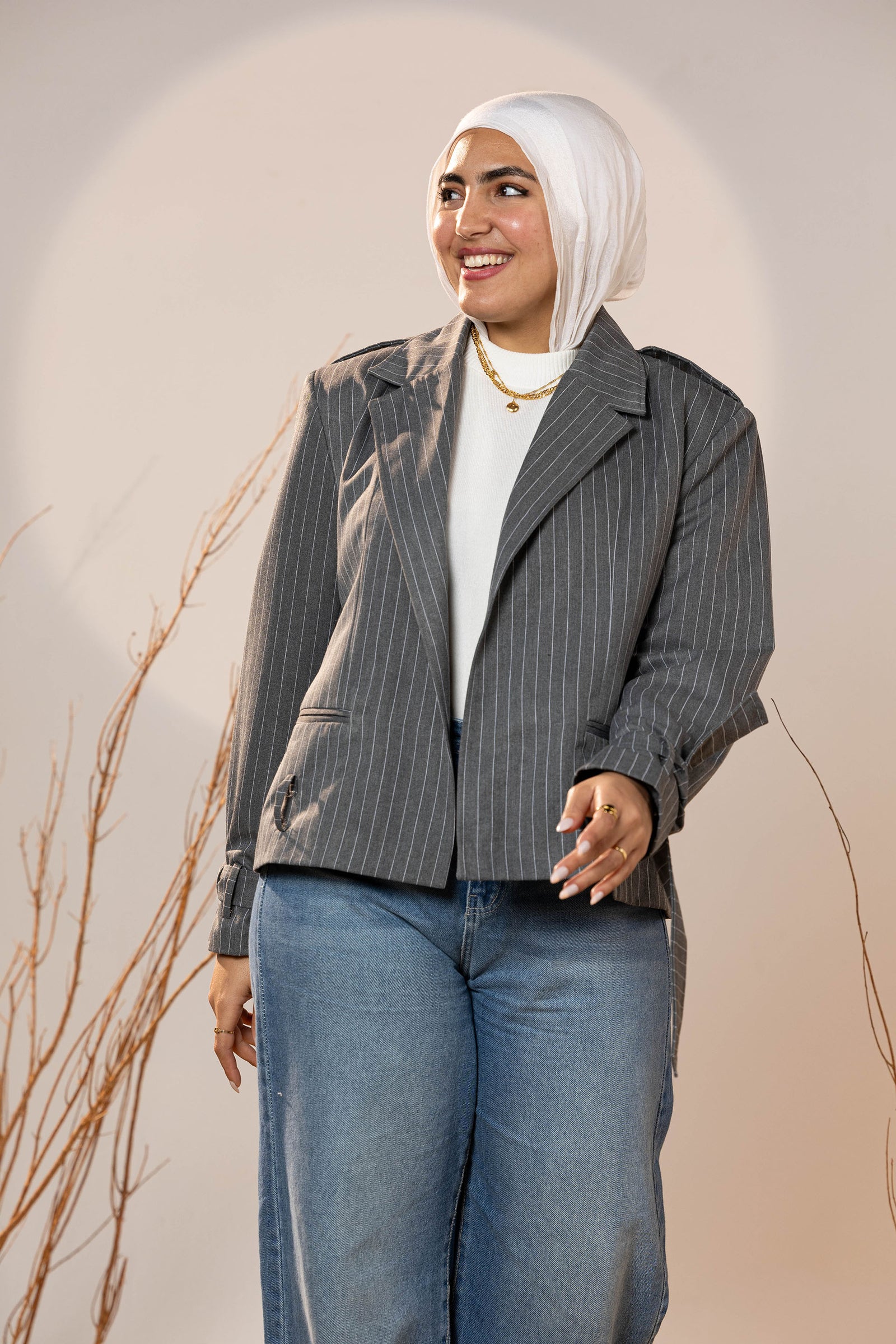 Tie-Cuff Cropped Blazer