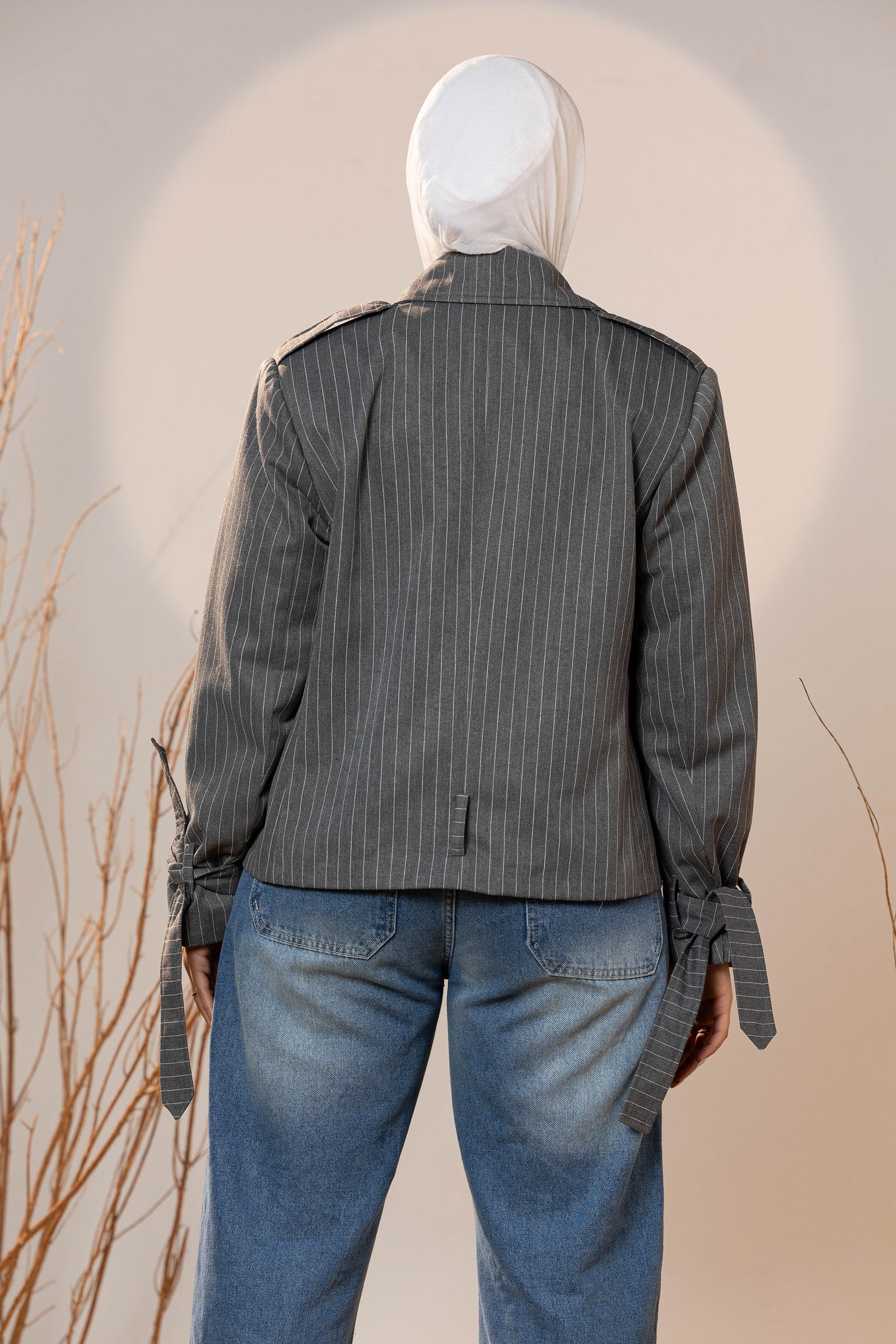 Tie-Cuff Cropped Blazer