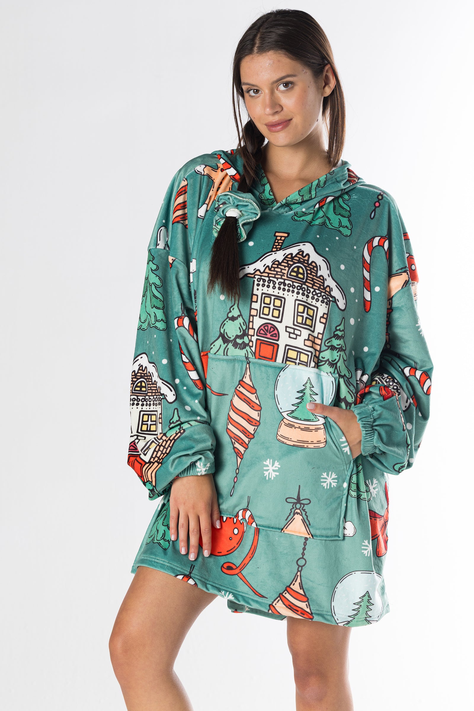 Winter Cabin Hoodie Blanket