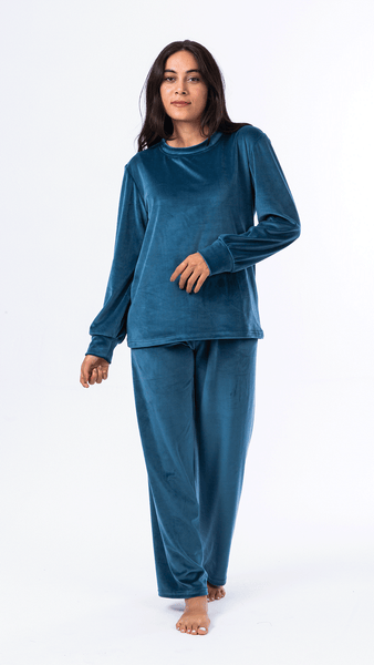 Sky velvet Pjs Set - Teal – Rafeya Fashion