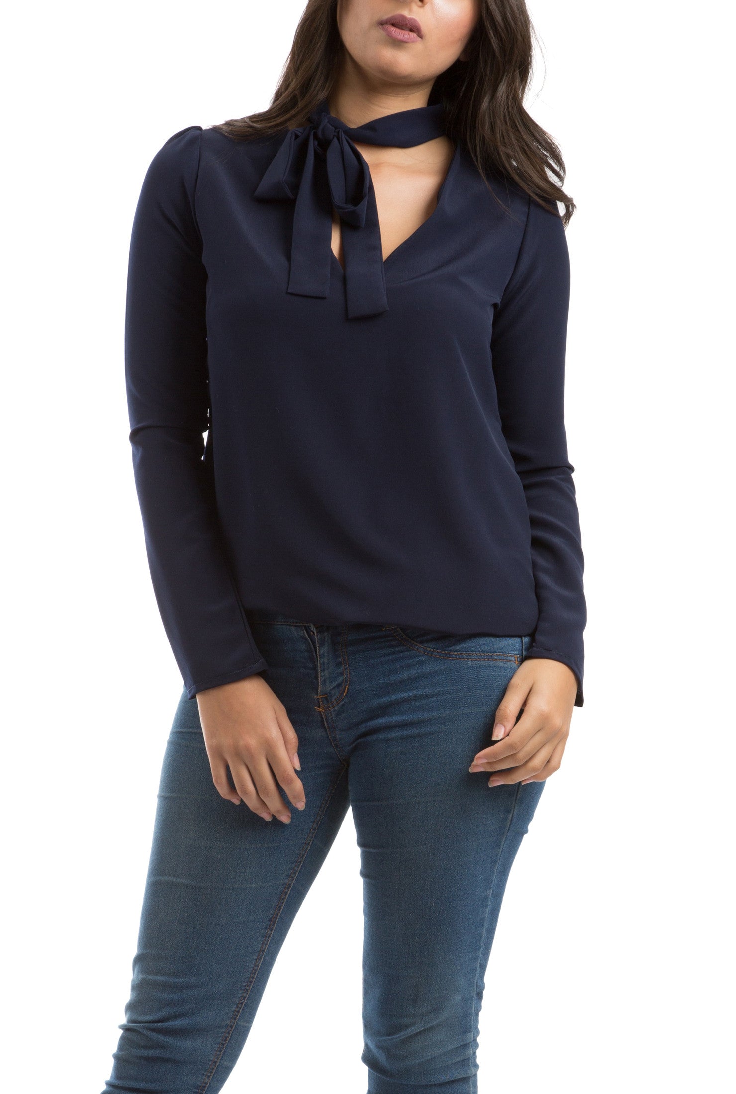 Necktie Blouse - Blue