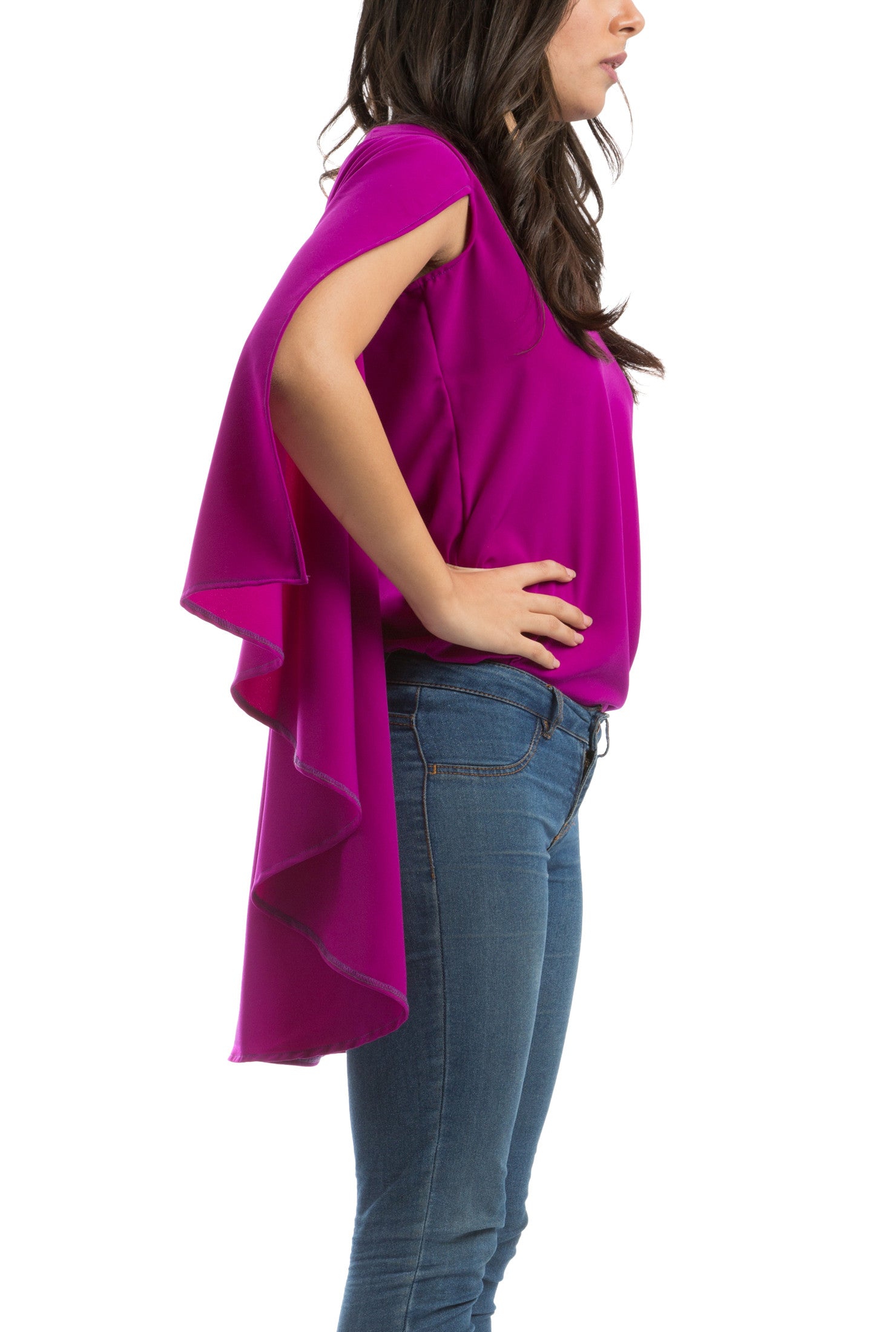Super-Cape Blouse - Fuchsia