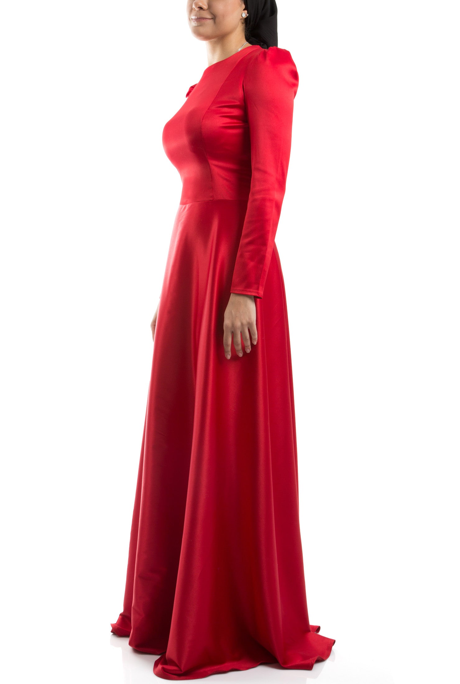 Flared Long Dress - Red