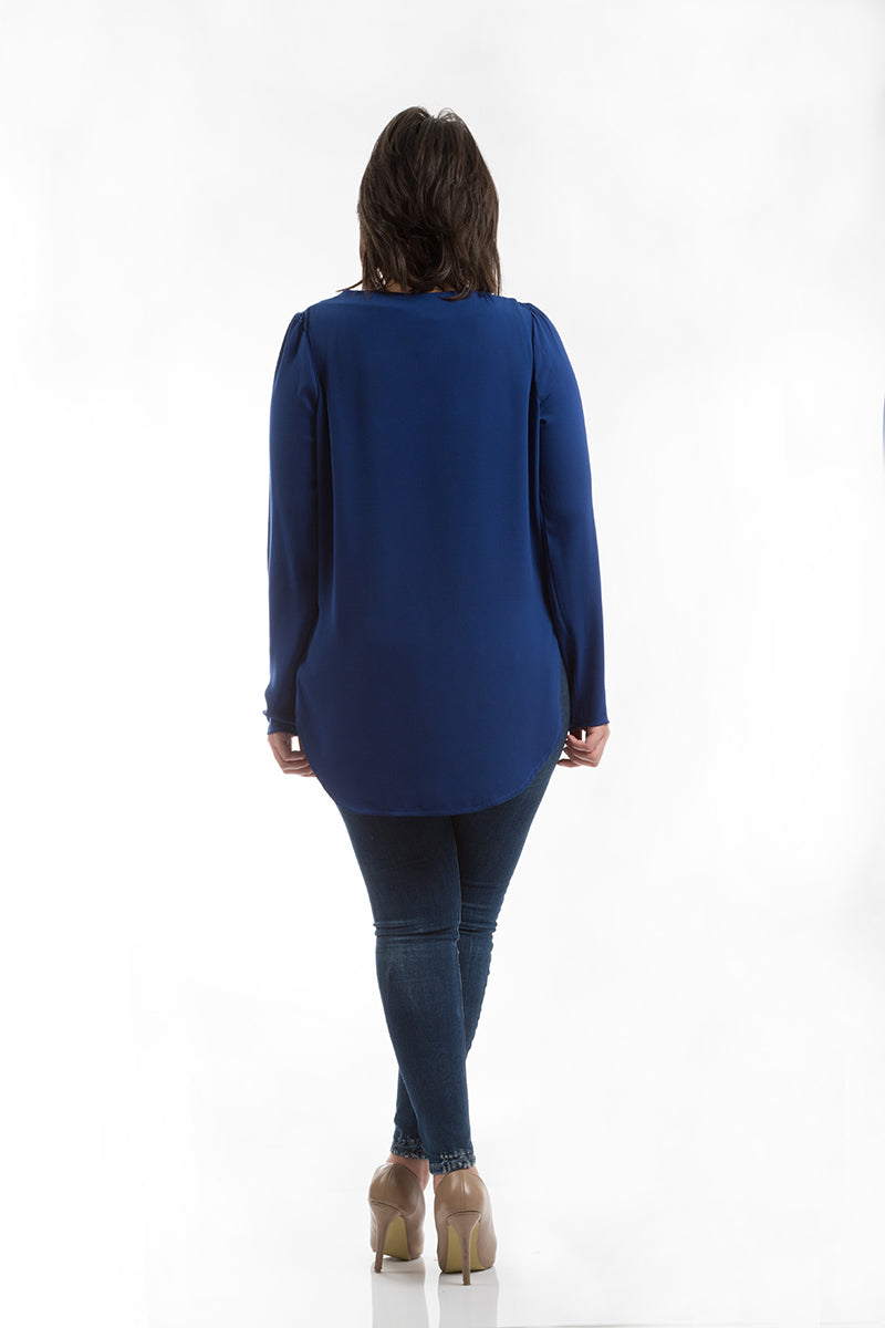 Box Pleat Blouse - Blue