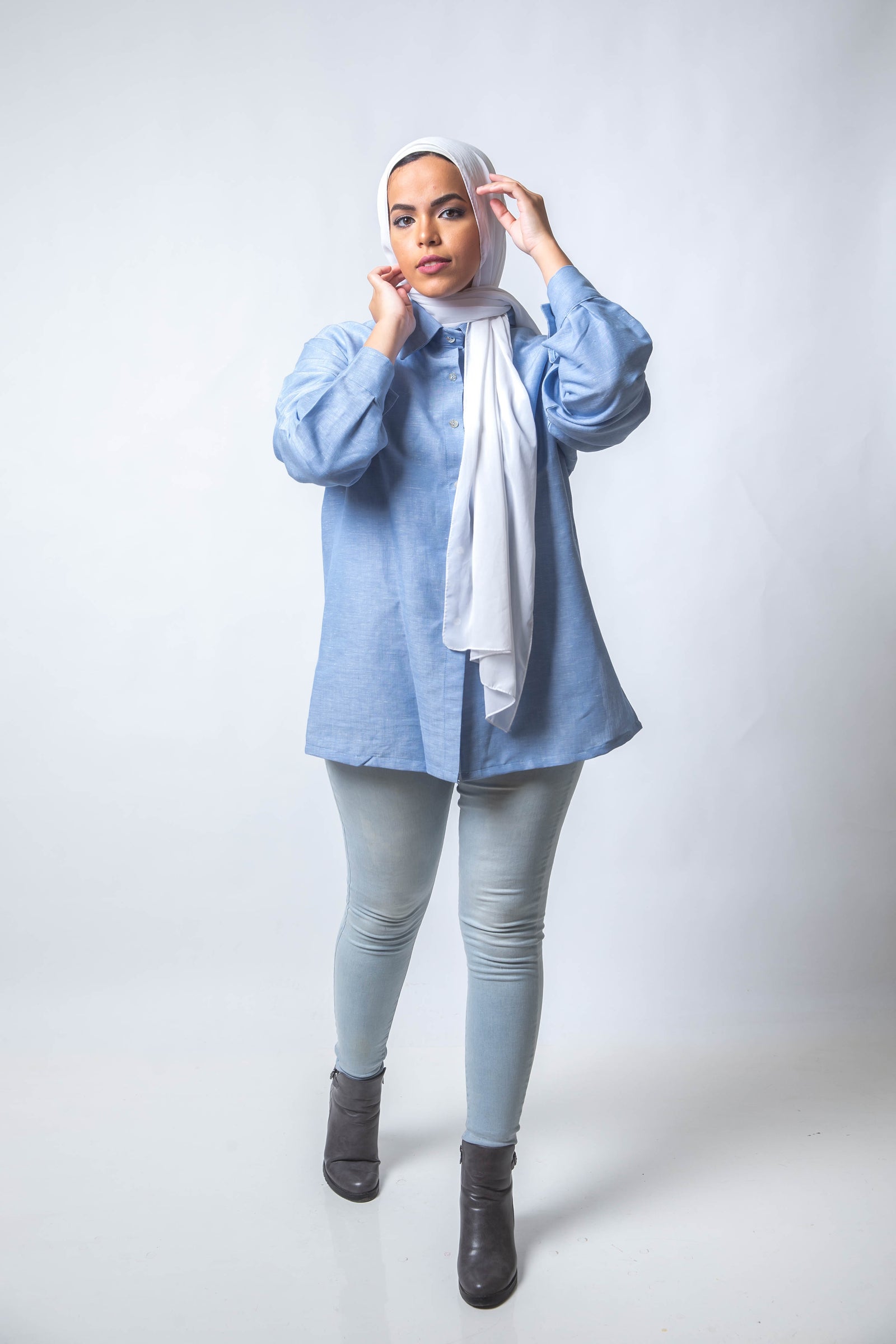 The Sky Basic Linen Shirt - Baby Blue