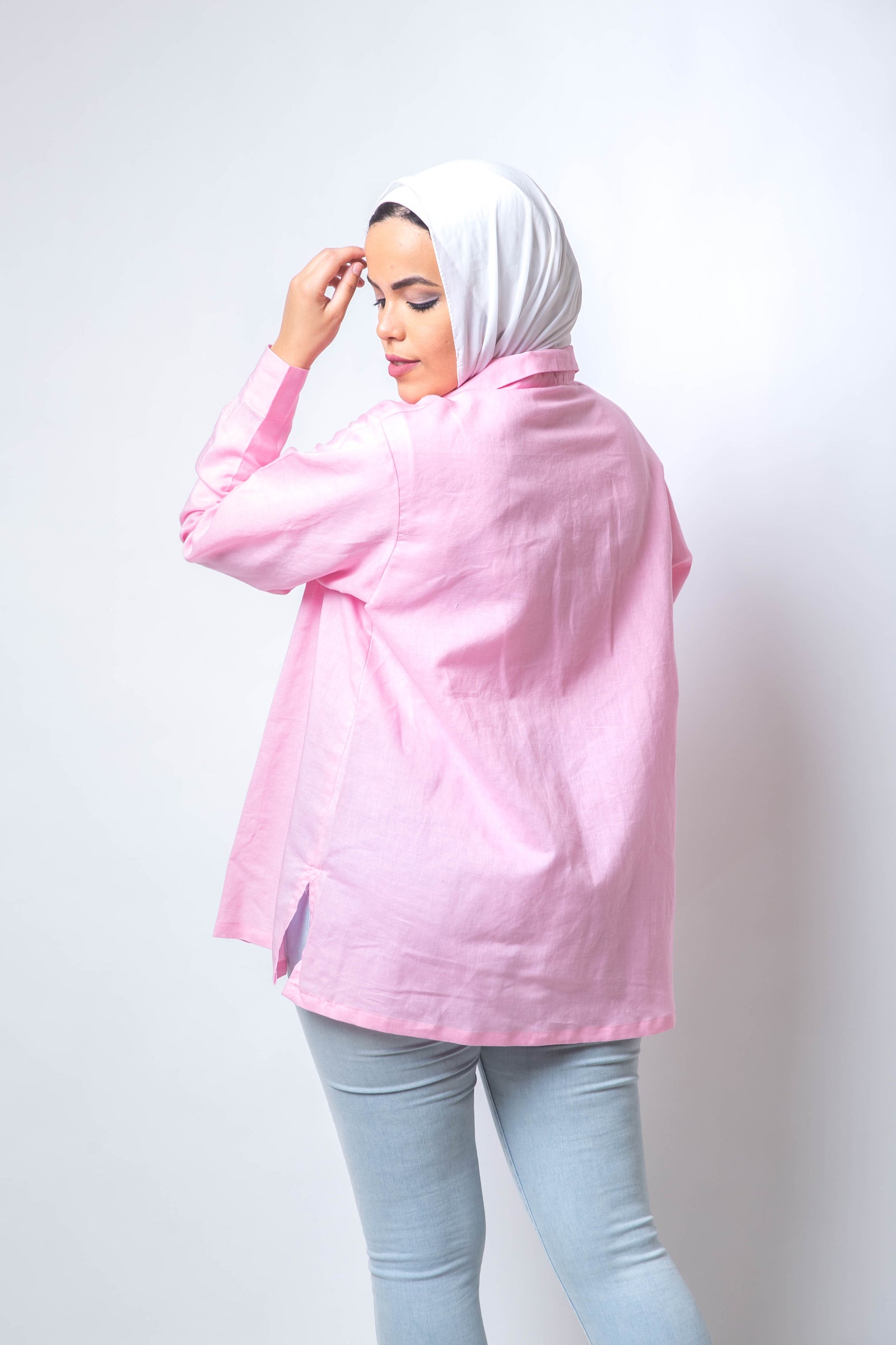 The Rosa Basic Linen Chemise - Pink
