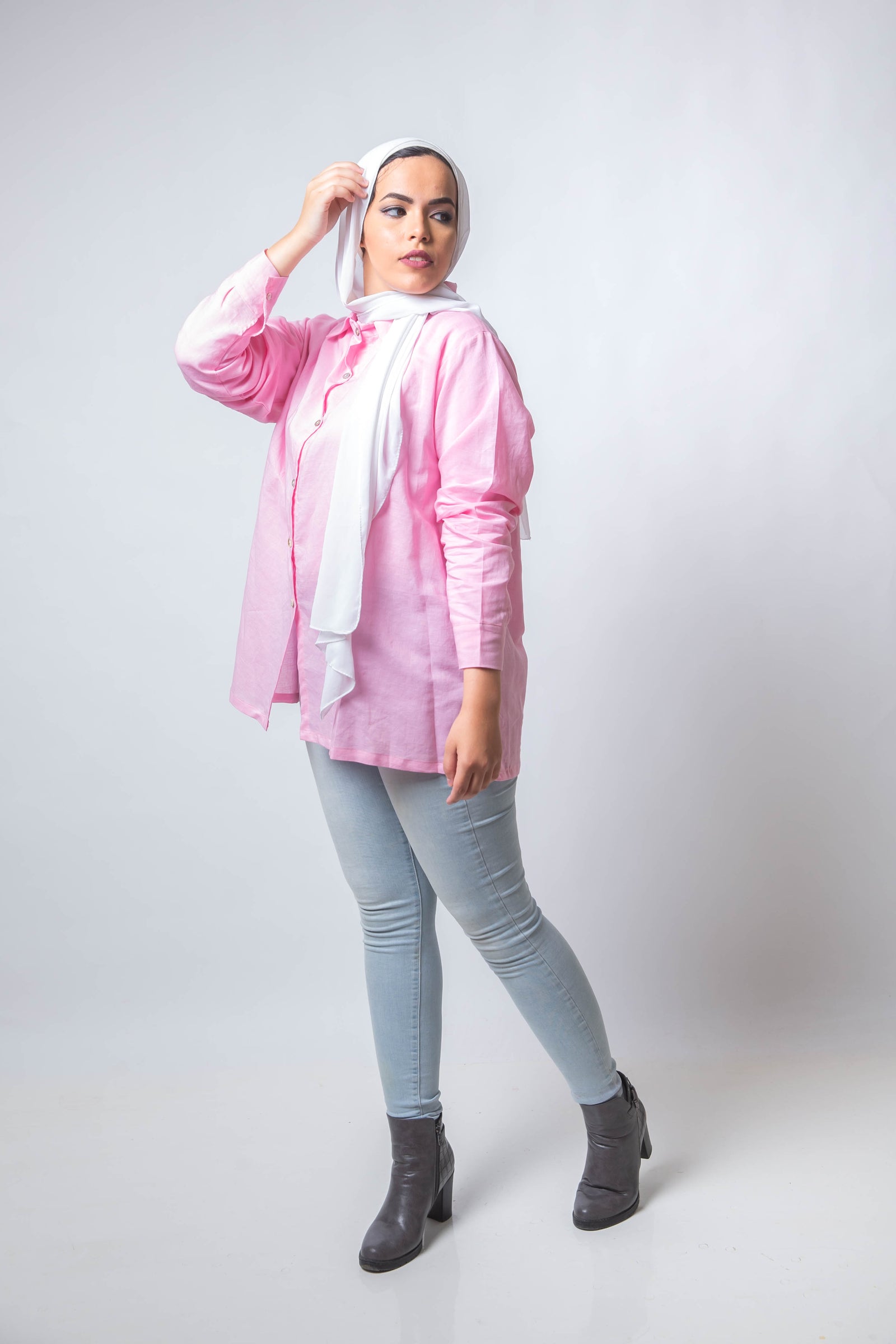 The Rosa Basic Linen Chemise - Pink