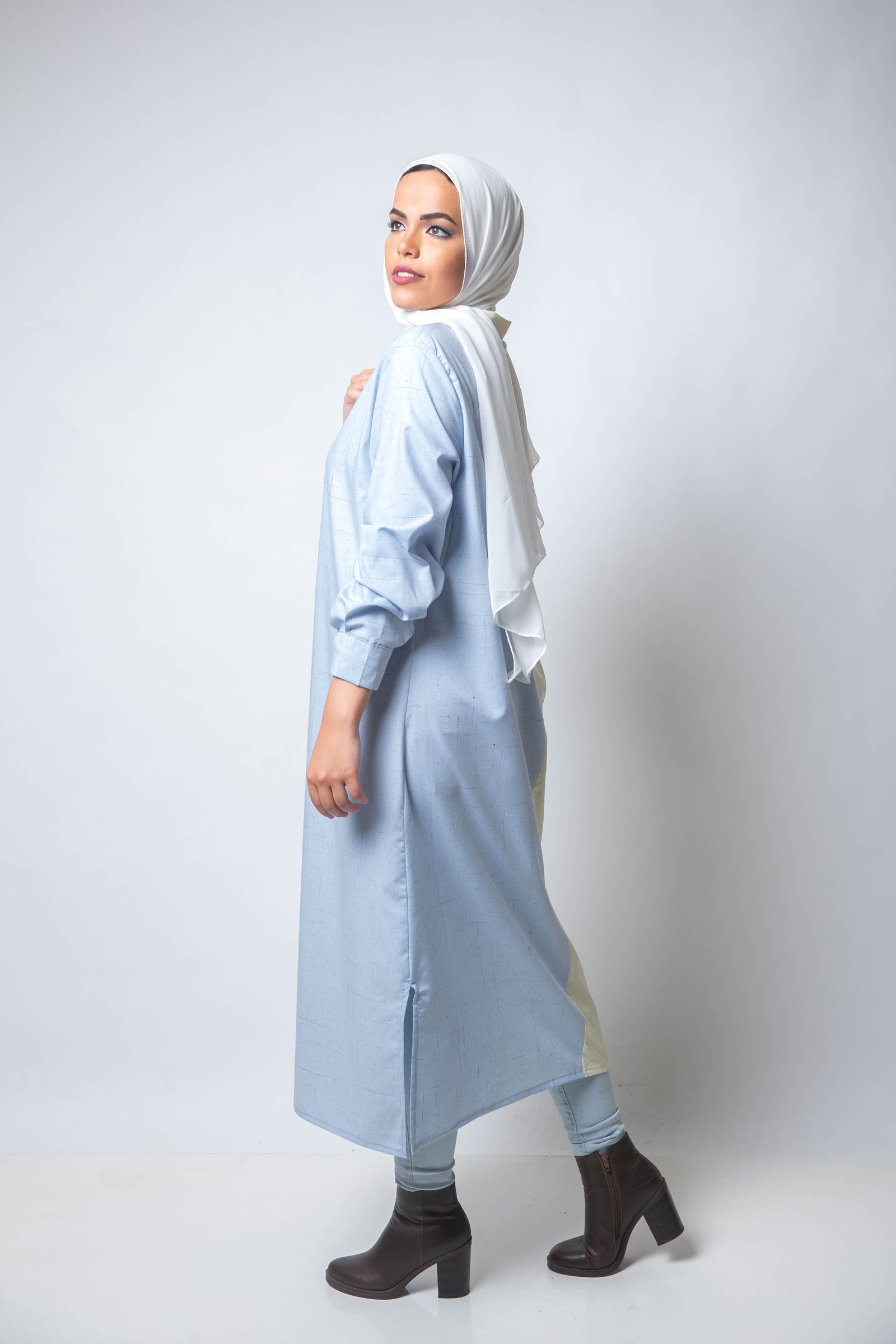 The Pastel Split Shirt Dress - Lemon