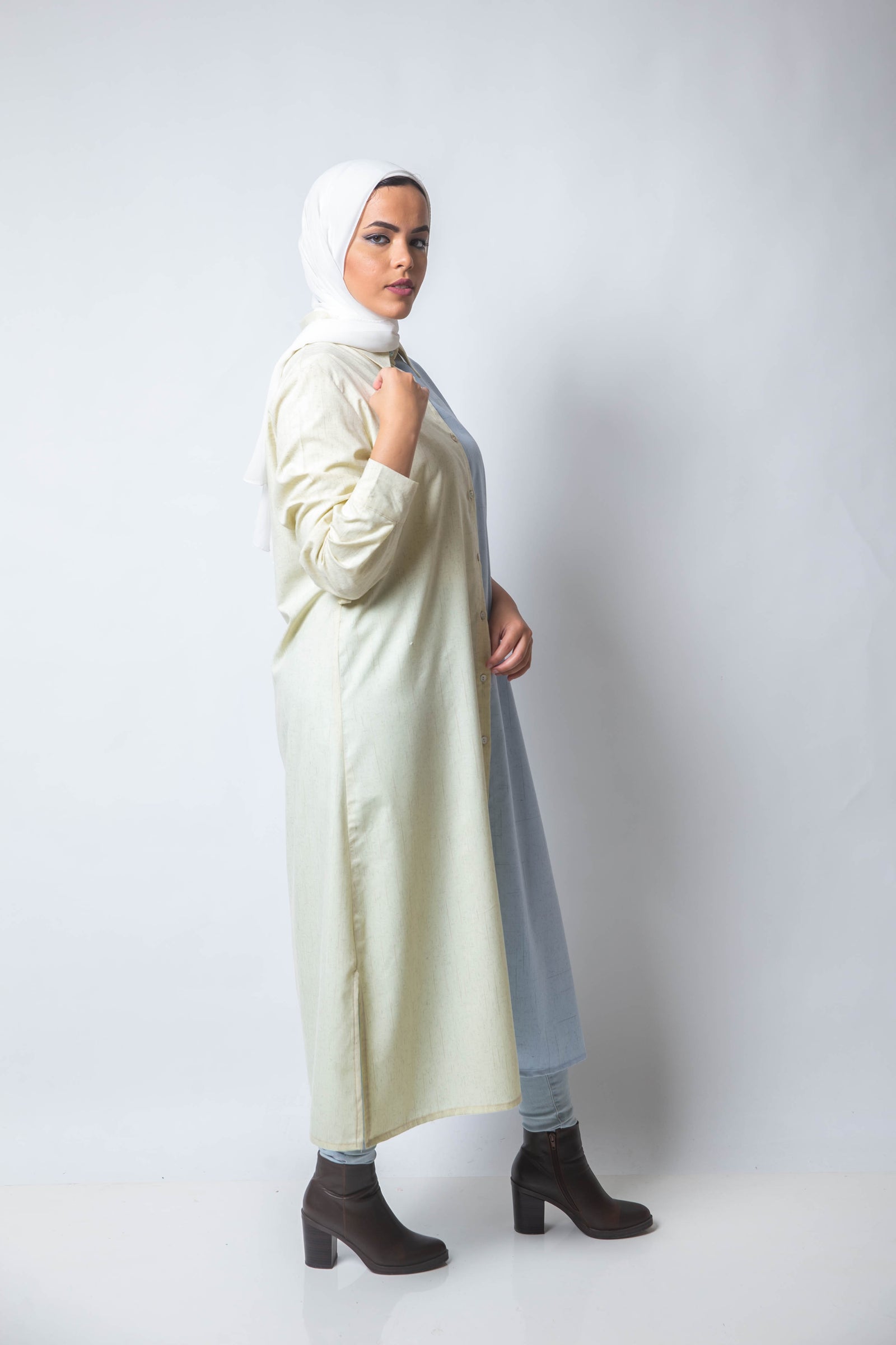The Pastel Split Shirt Dress - Lemon