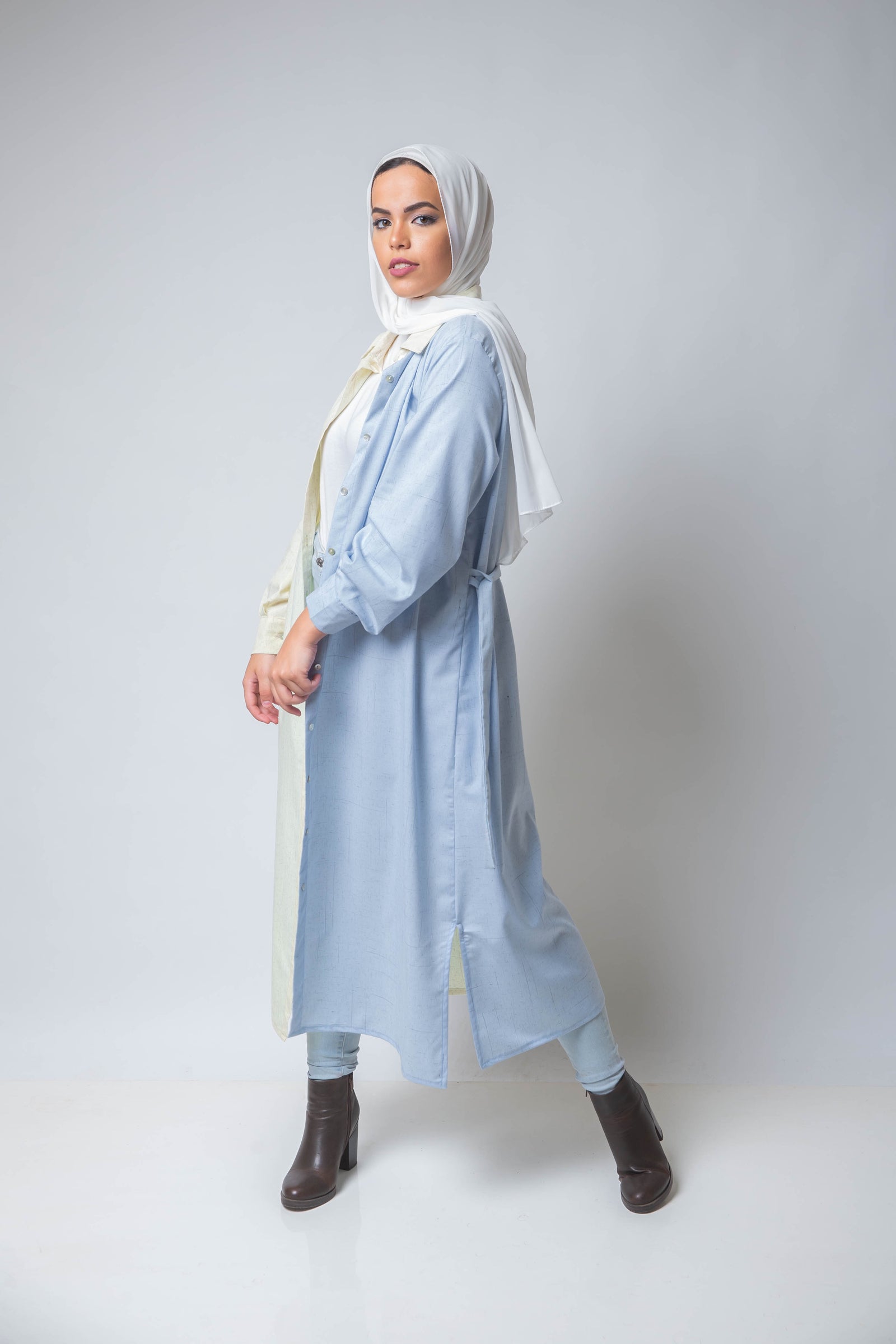 The Pastel Split Shirt Dress - Lemon