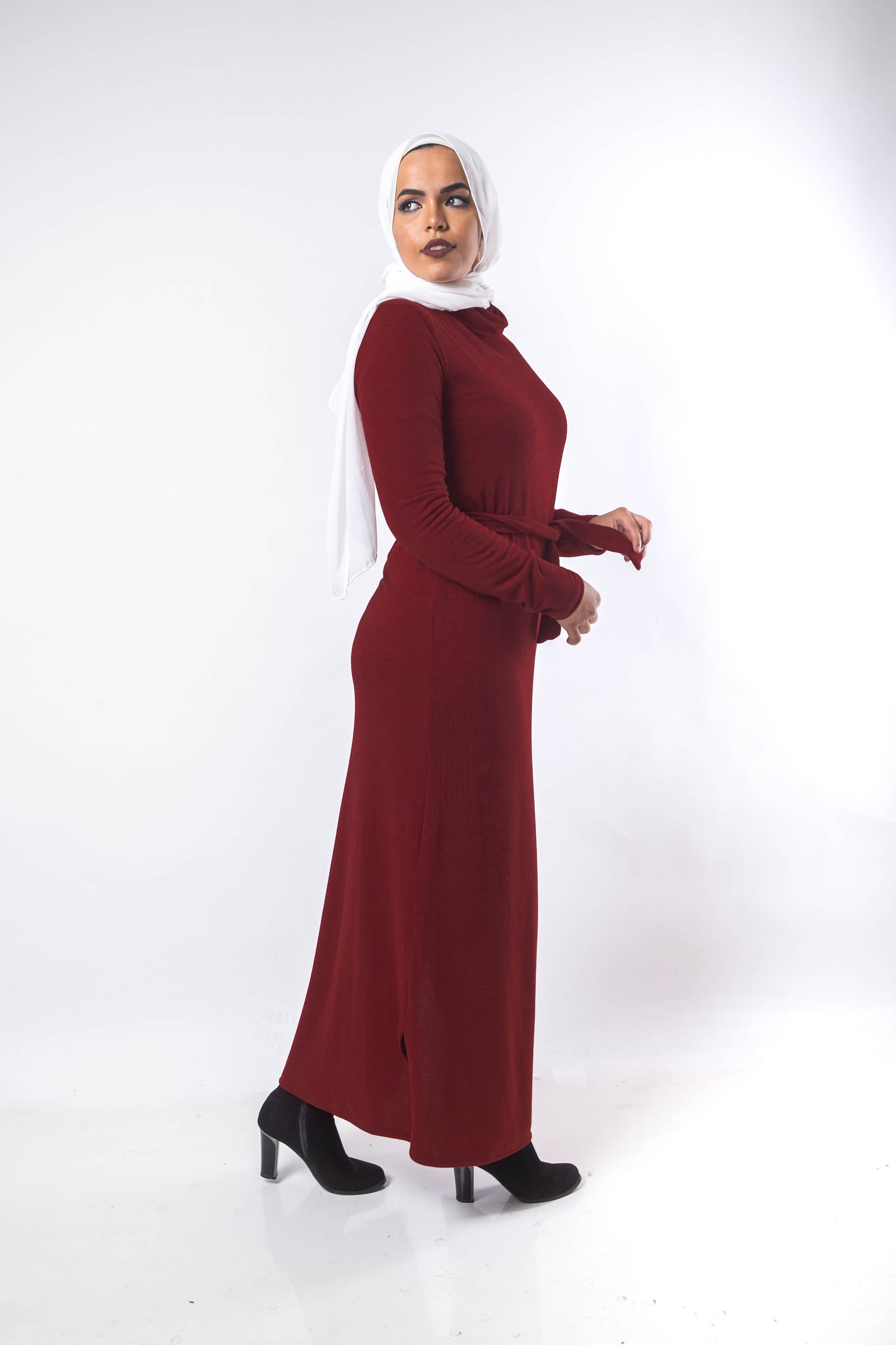 Basic Turtle Dress - Maroon