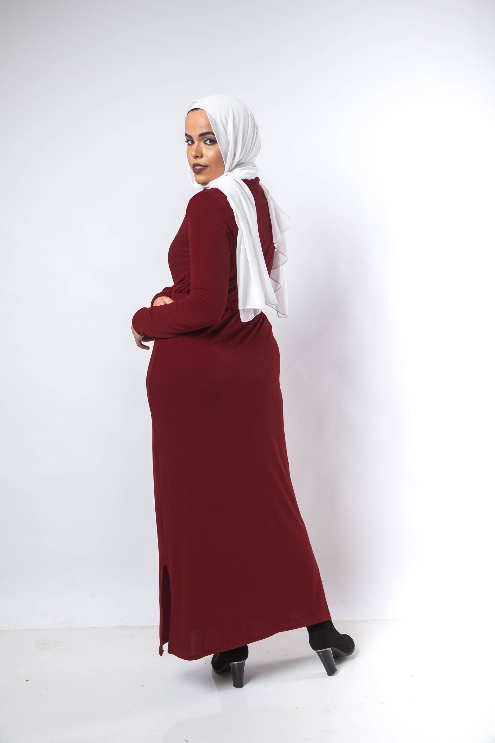 Basic Turtle Dress - Maroon