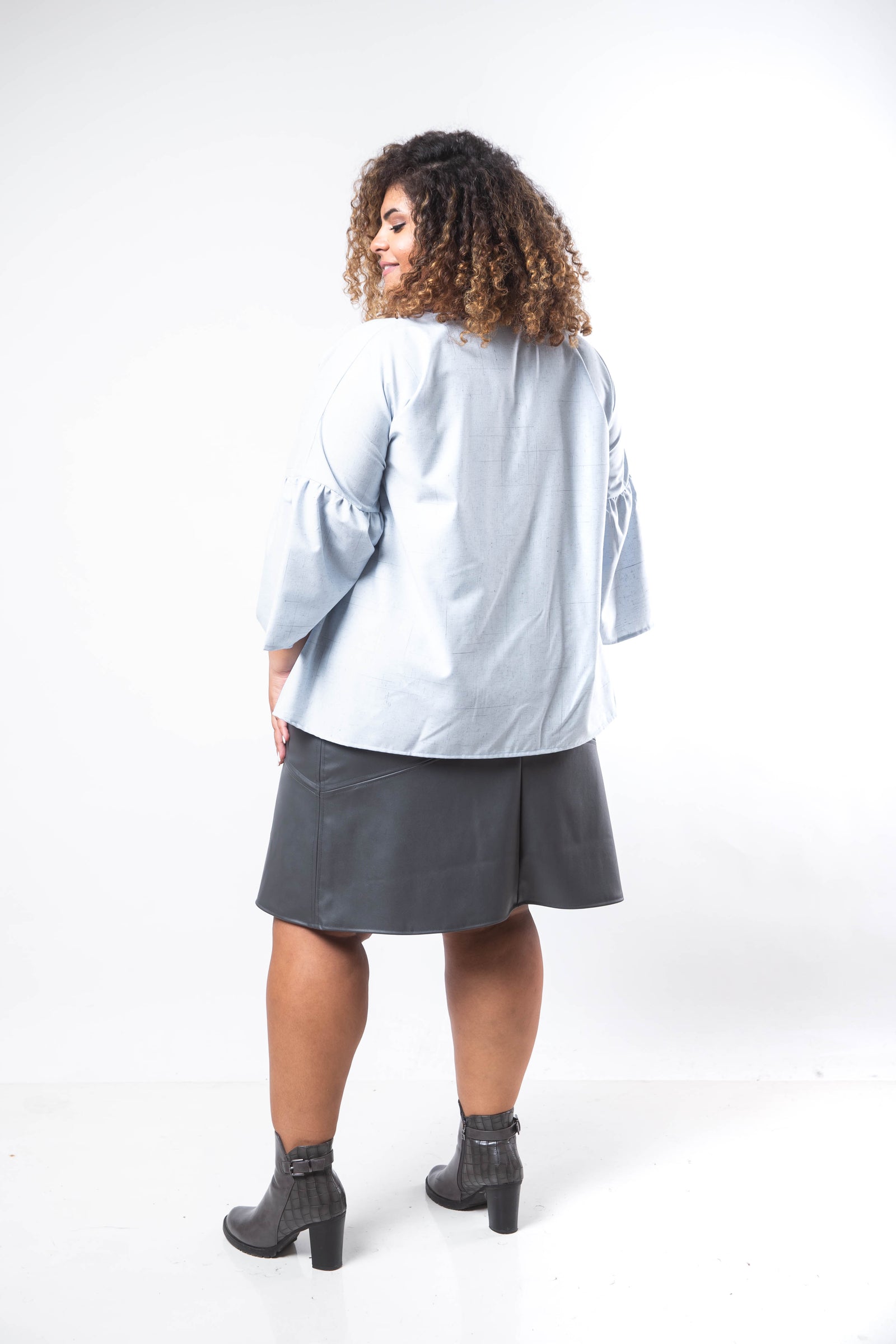 Open Front Kimono Blouse - Baby Blue