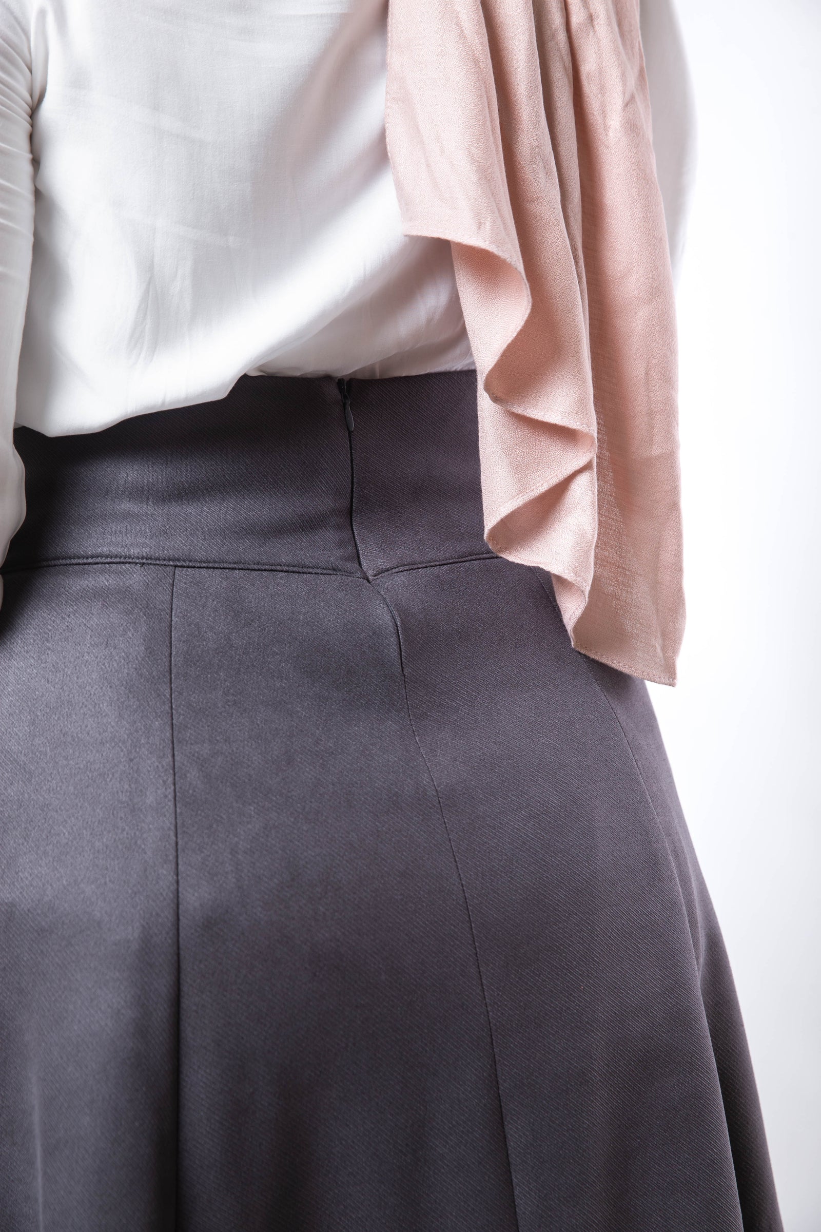 High Waist Suede Skirt - Grey