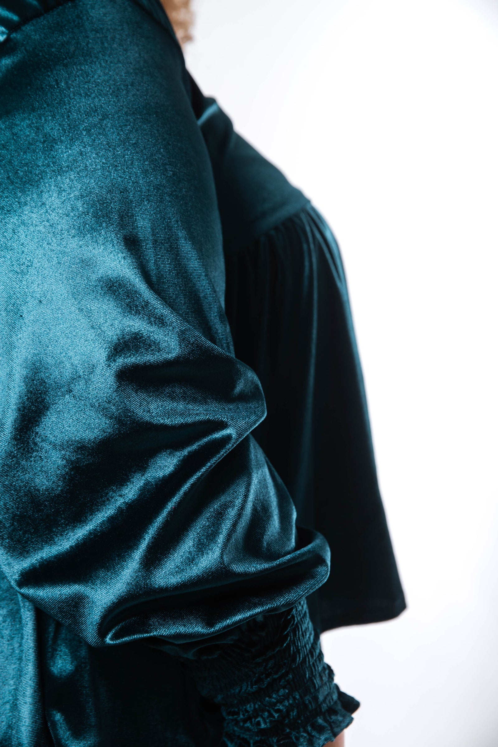 Leila Velvet Blouse - Emerald Green