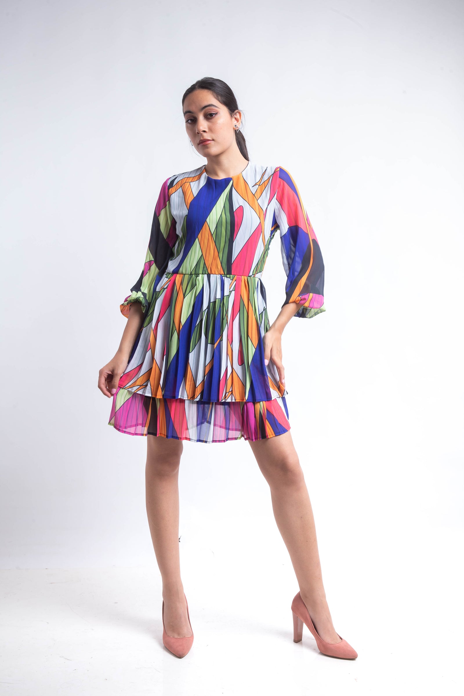 The coloured field chiffon dress