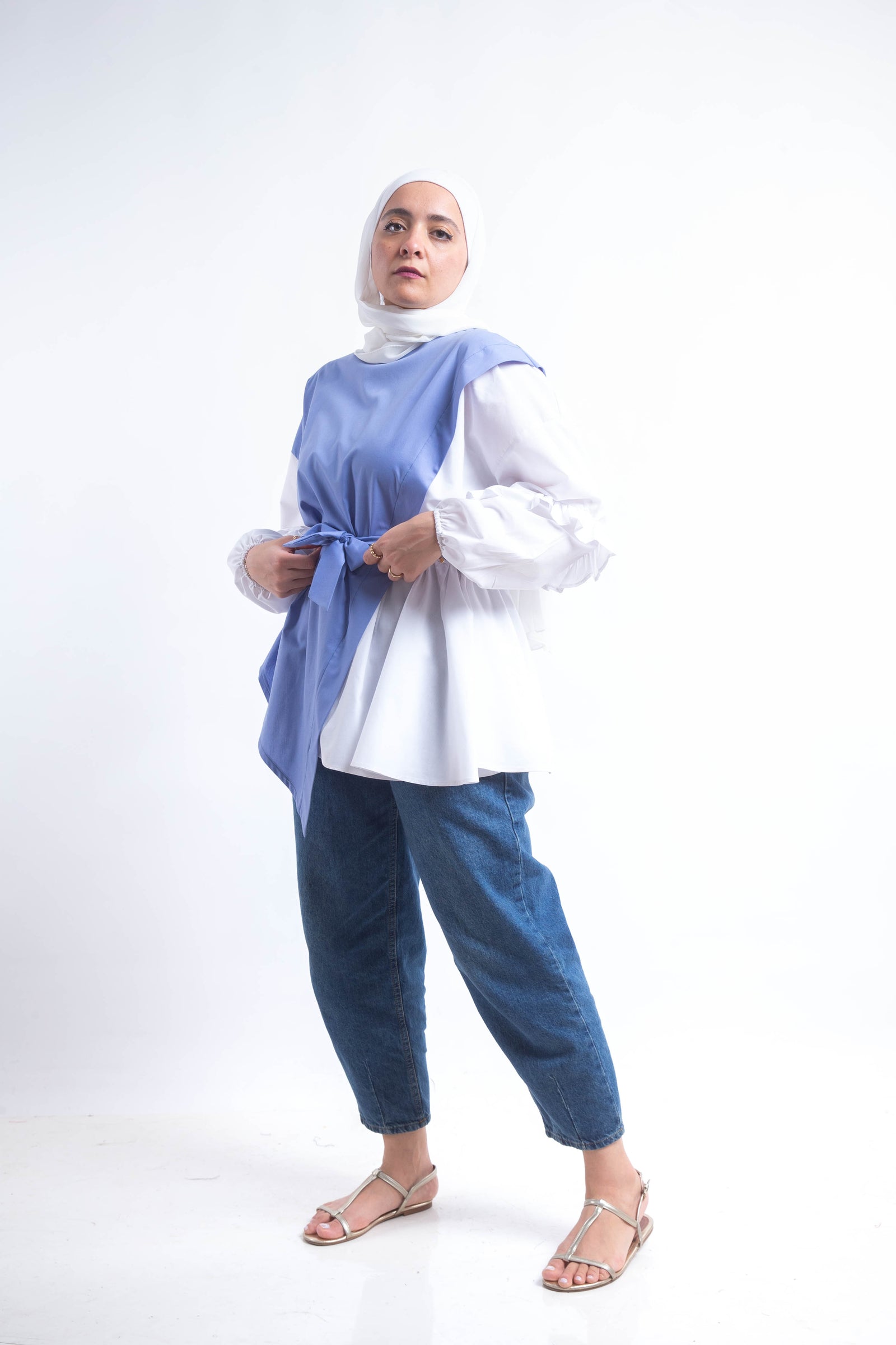 The Puff Working Lady Blouse - Babyblue