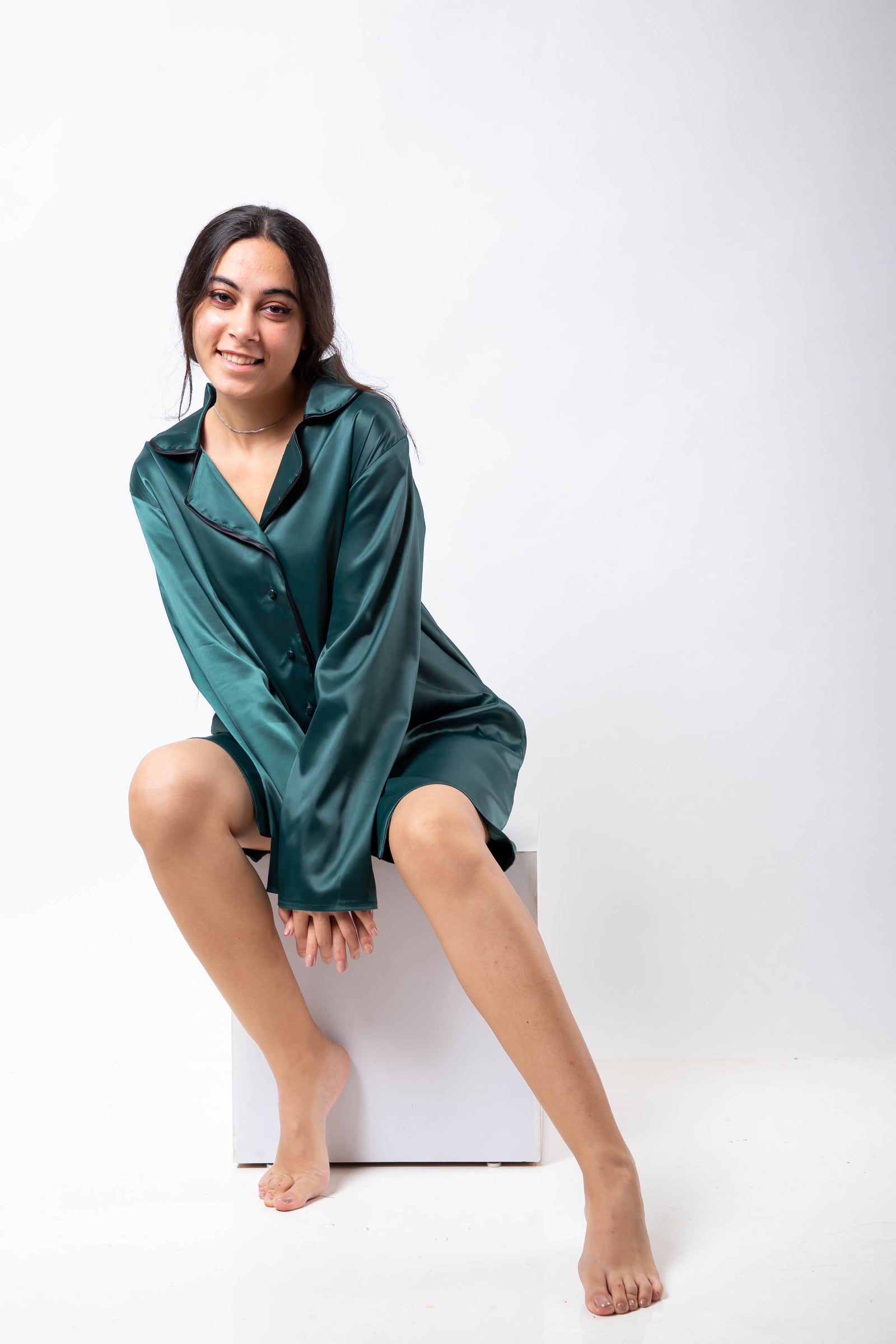The Royal Shirt Dress - Emerald Green