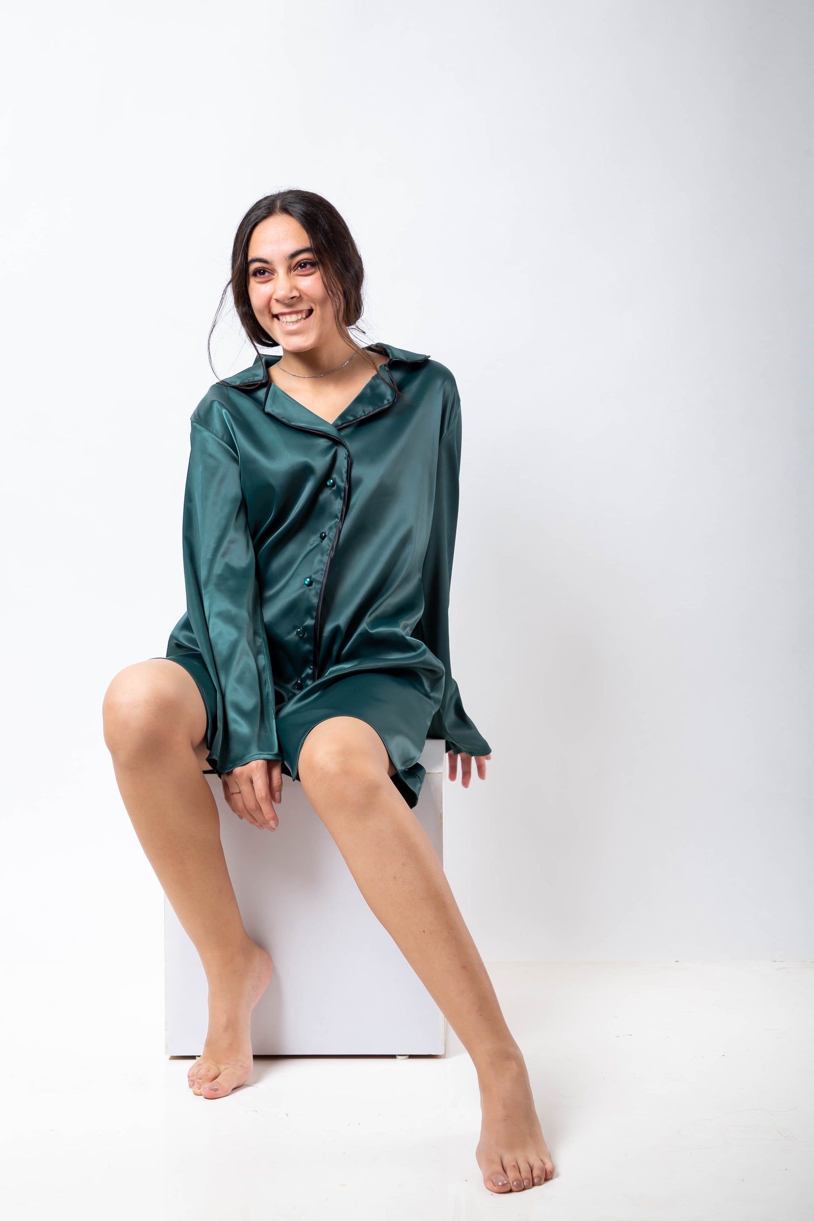 The Royal Shirt Dress - Emerald Green