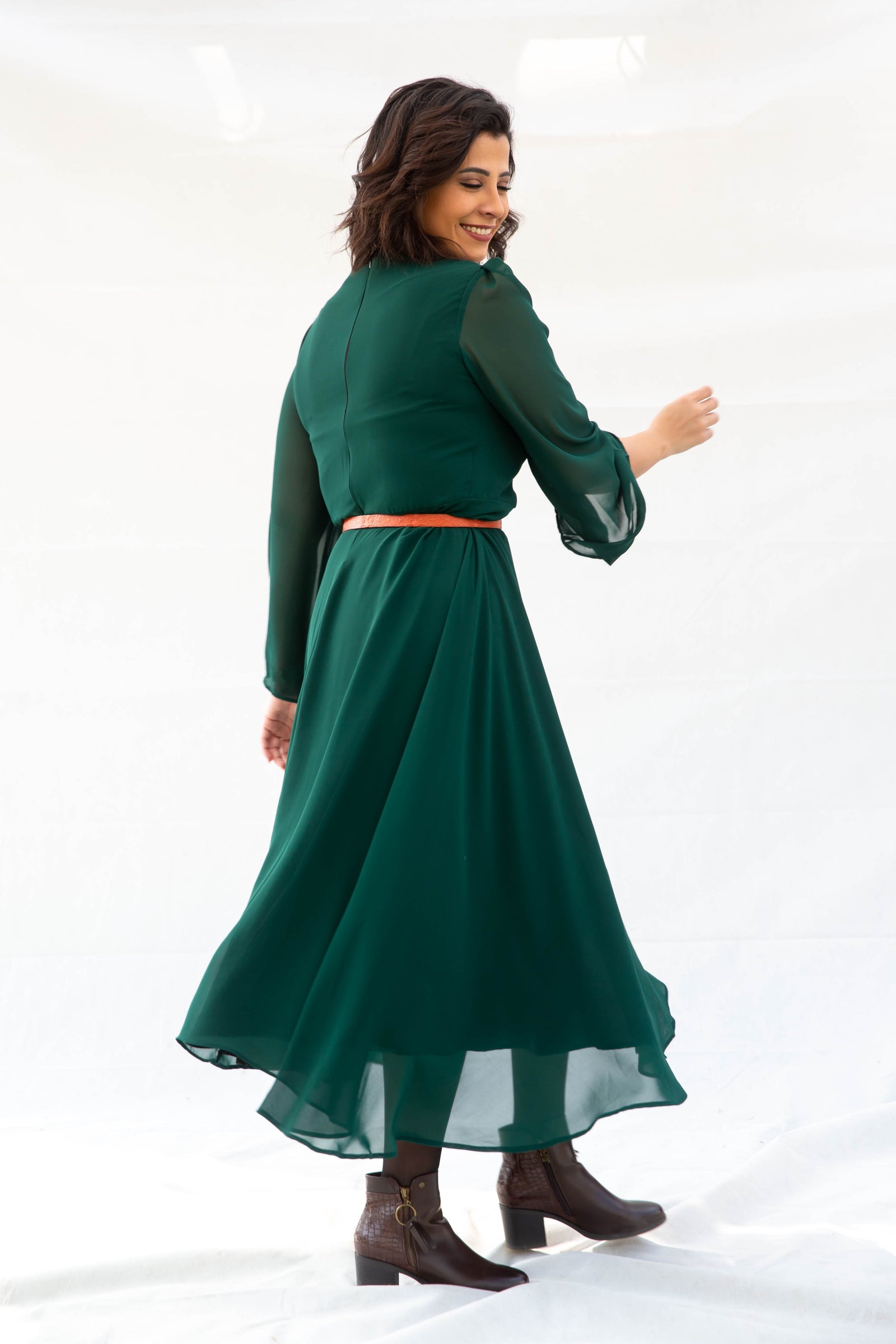 The Queen Chiffon Dress- Emerald Green