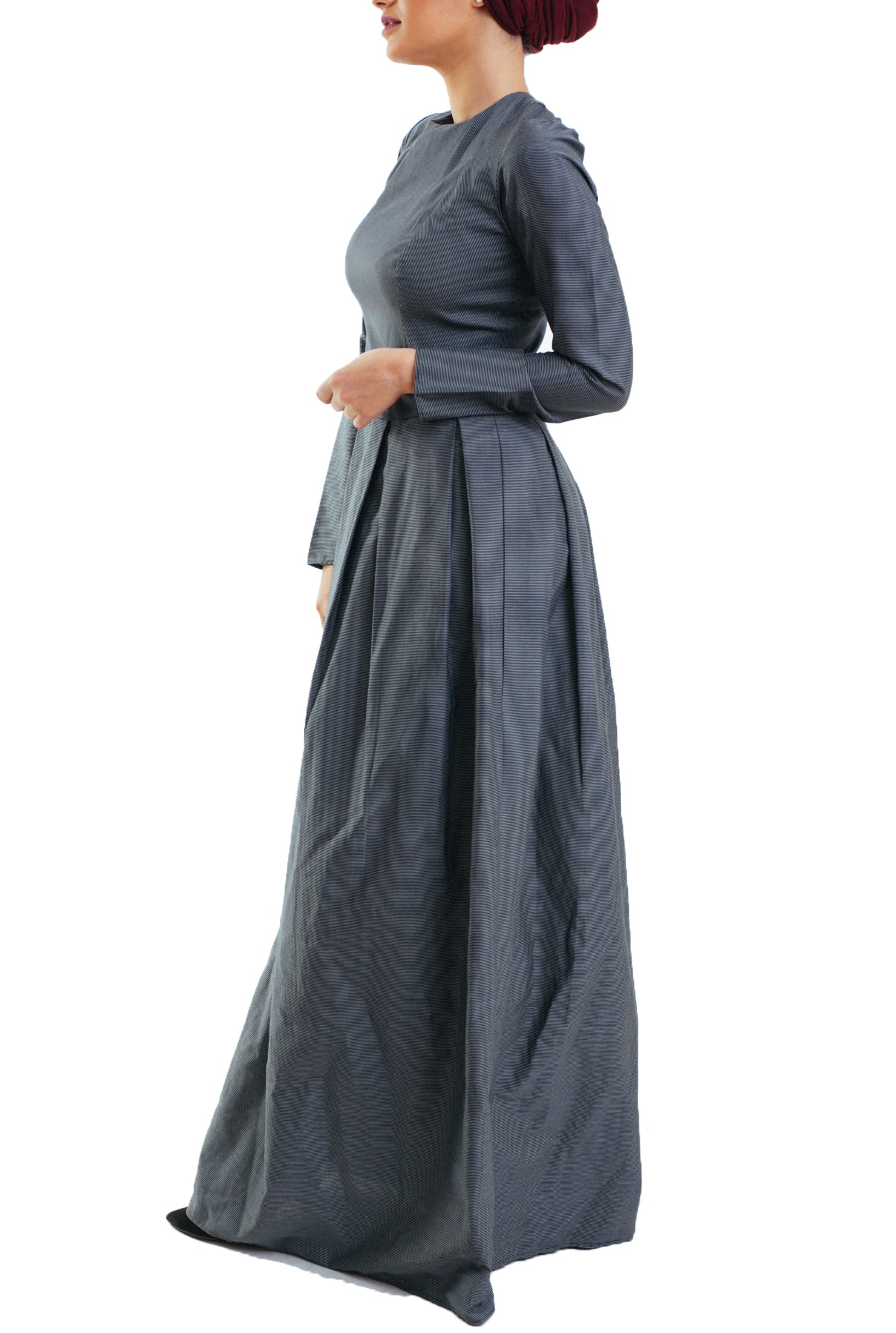 Black Stripes Dress -Long- Black
