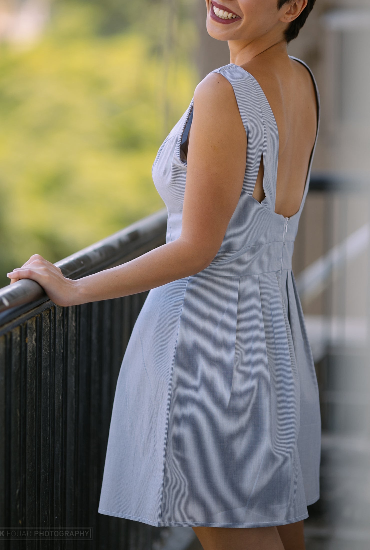 Cotton Stripes Dress - Grey