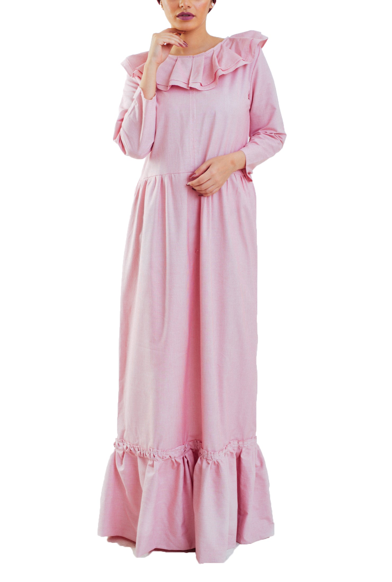 Flounced Dress - Pink