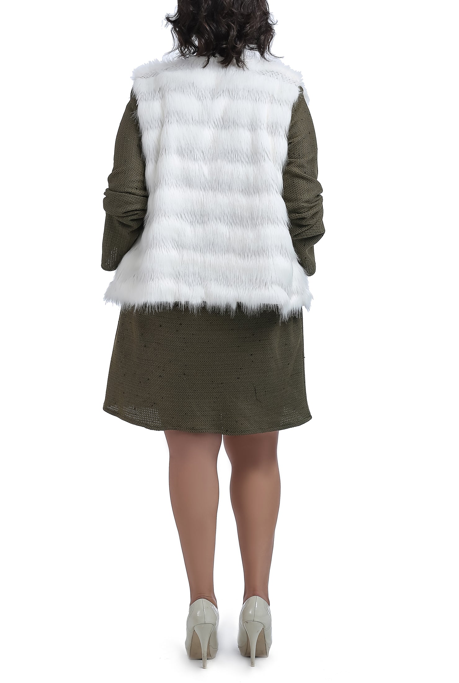 Layered Fur Vest - Off White
