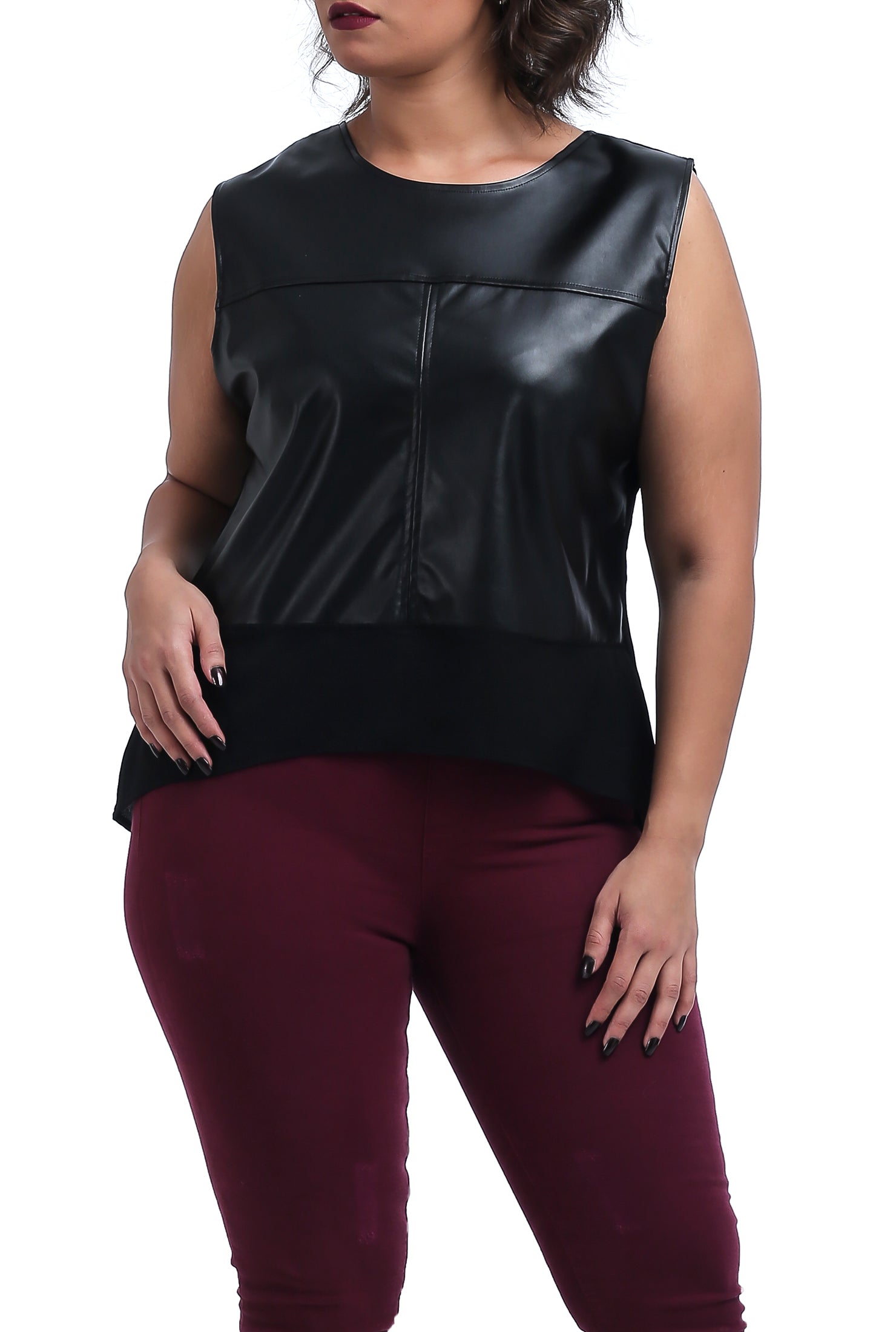 Mixed Leather Top