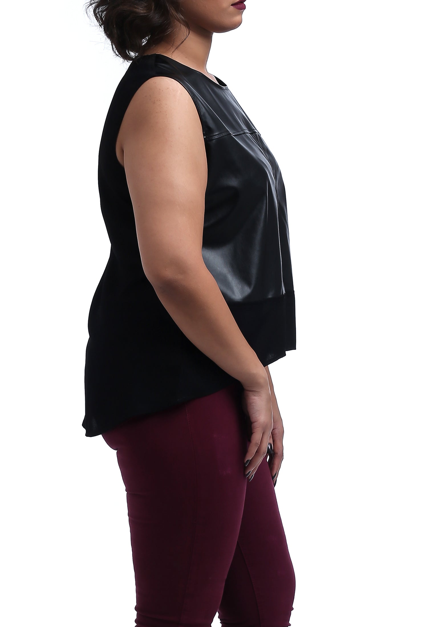 Mixed Leather Top