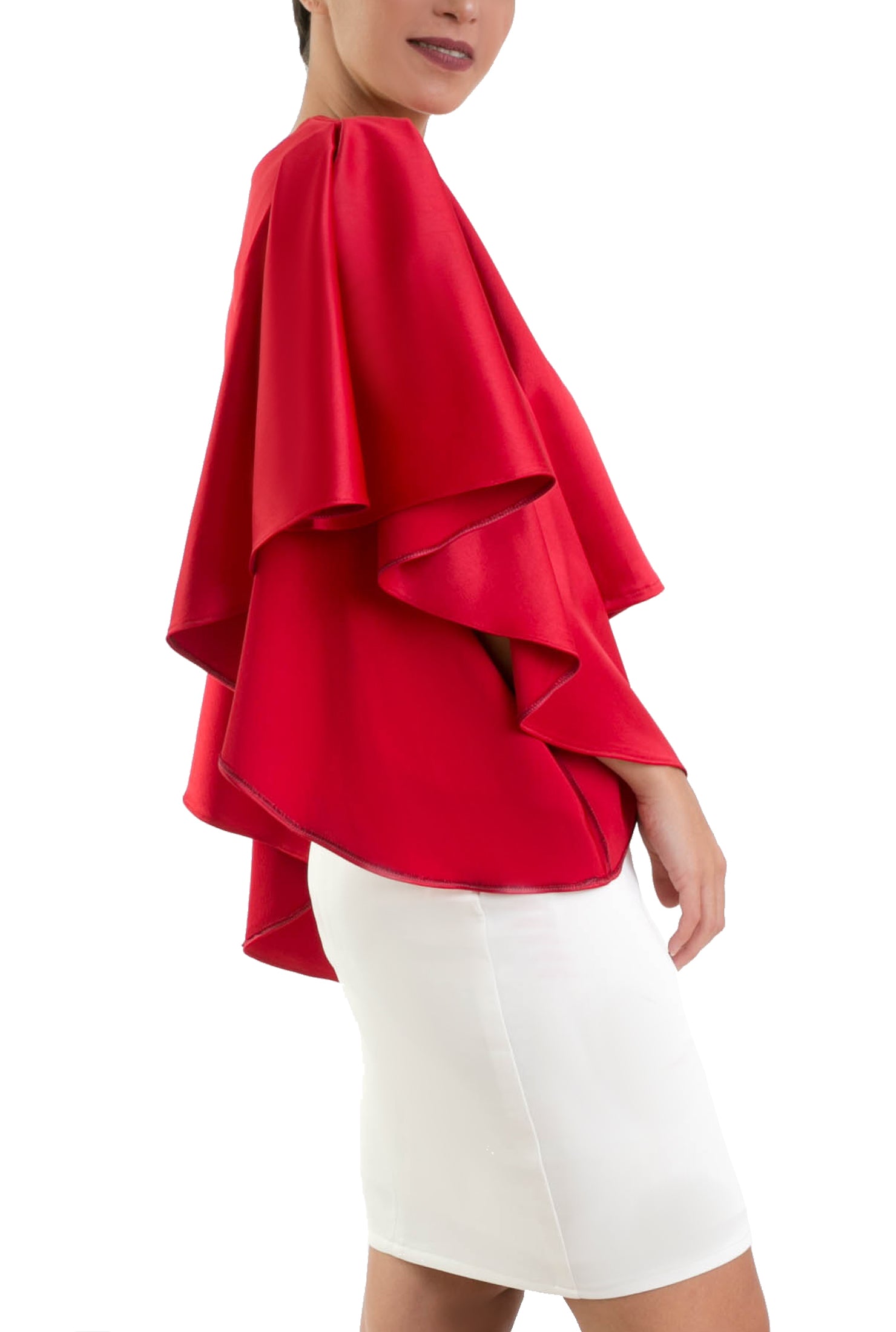 Royal Butterfly Sleeves Blouse - Red
