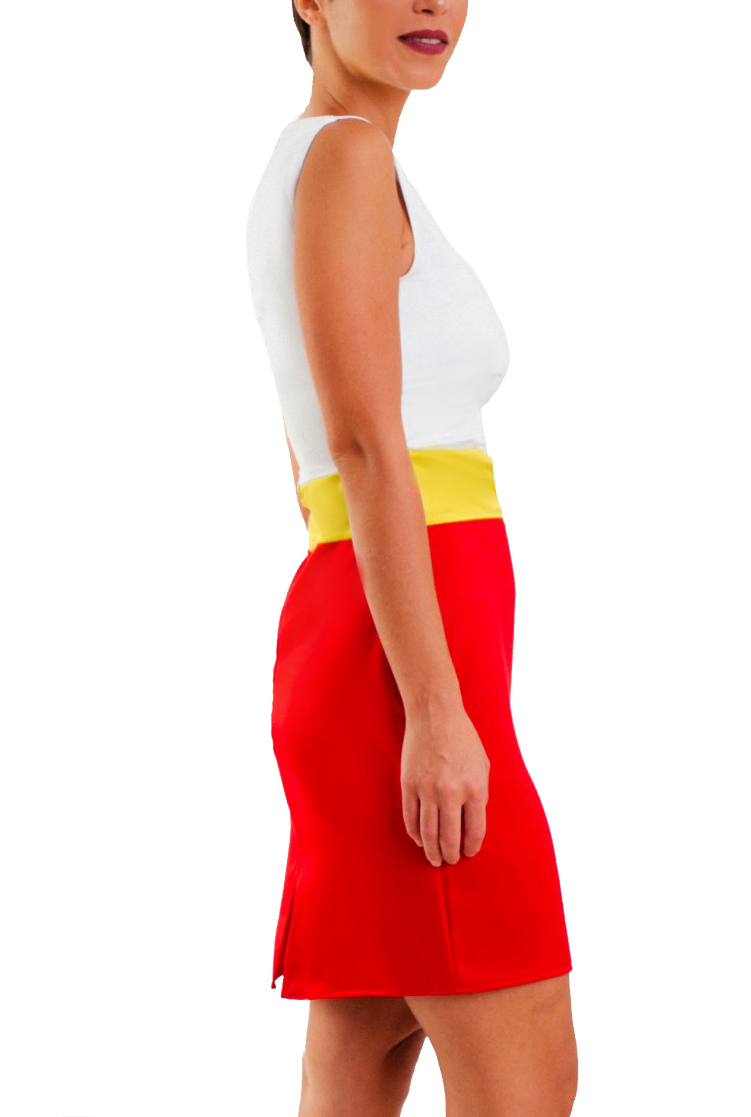 Short Dry Stan Dress - White & Red