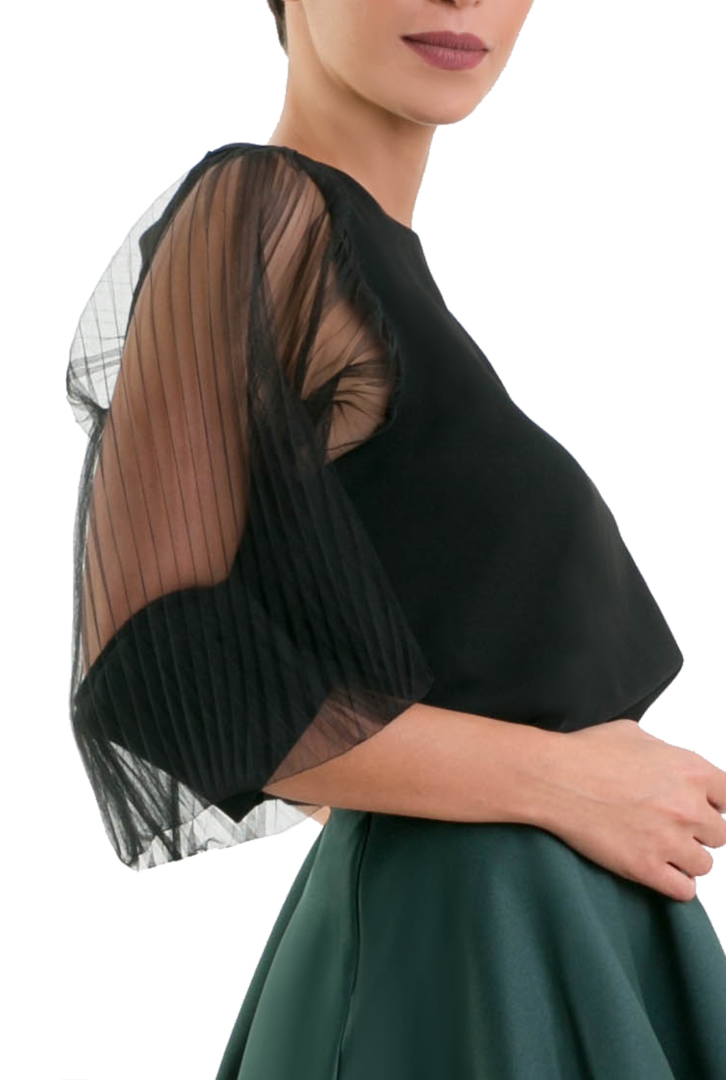 Accordion Sleeves Blouse - Black