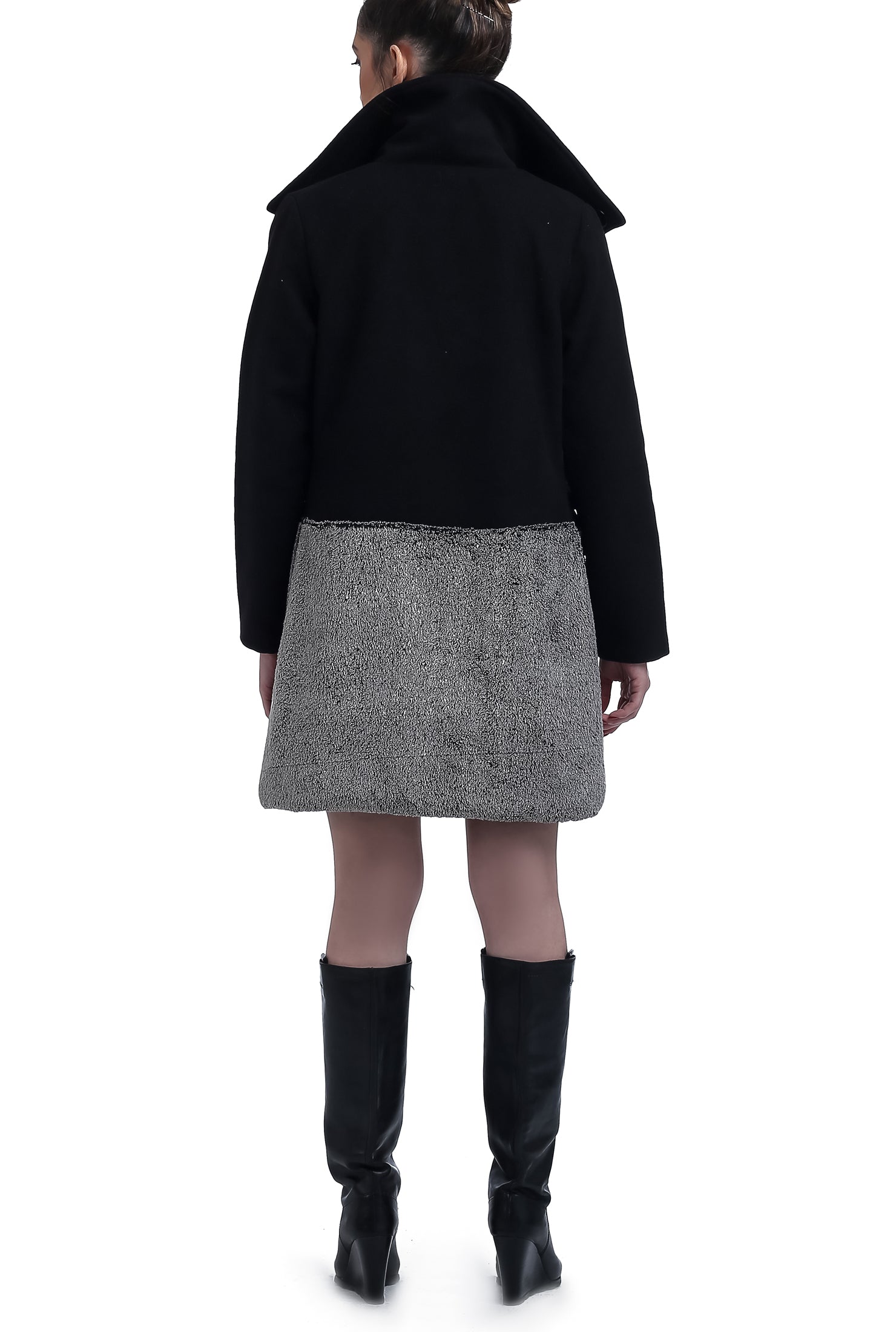 Wool Fur Coat - Black