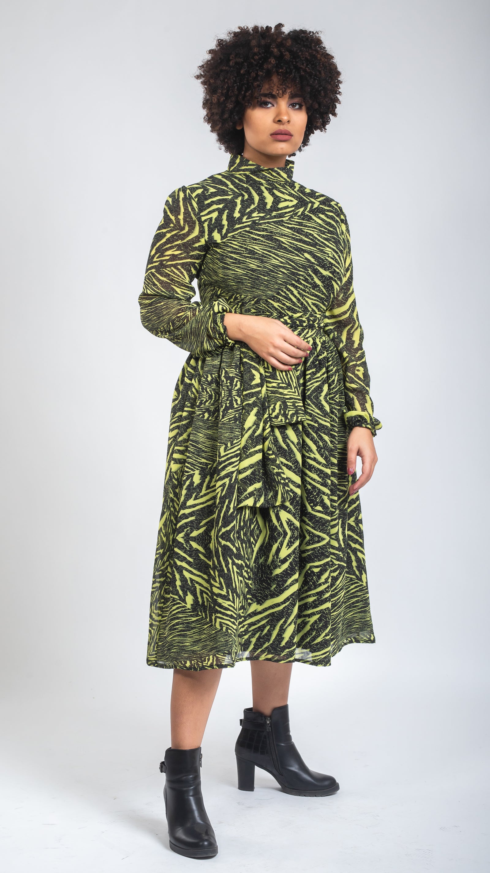 Tribal Chiffon Dress - Neon
